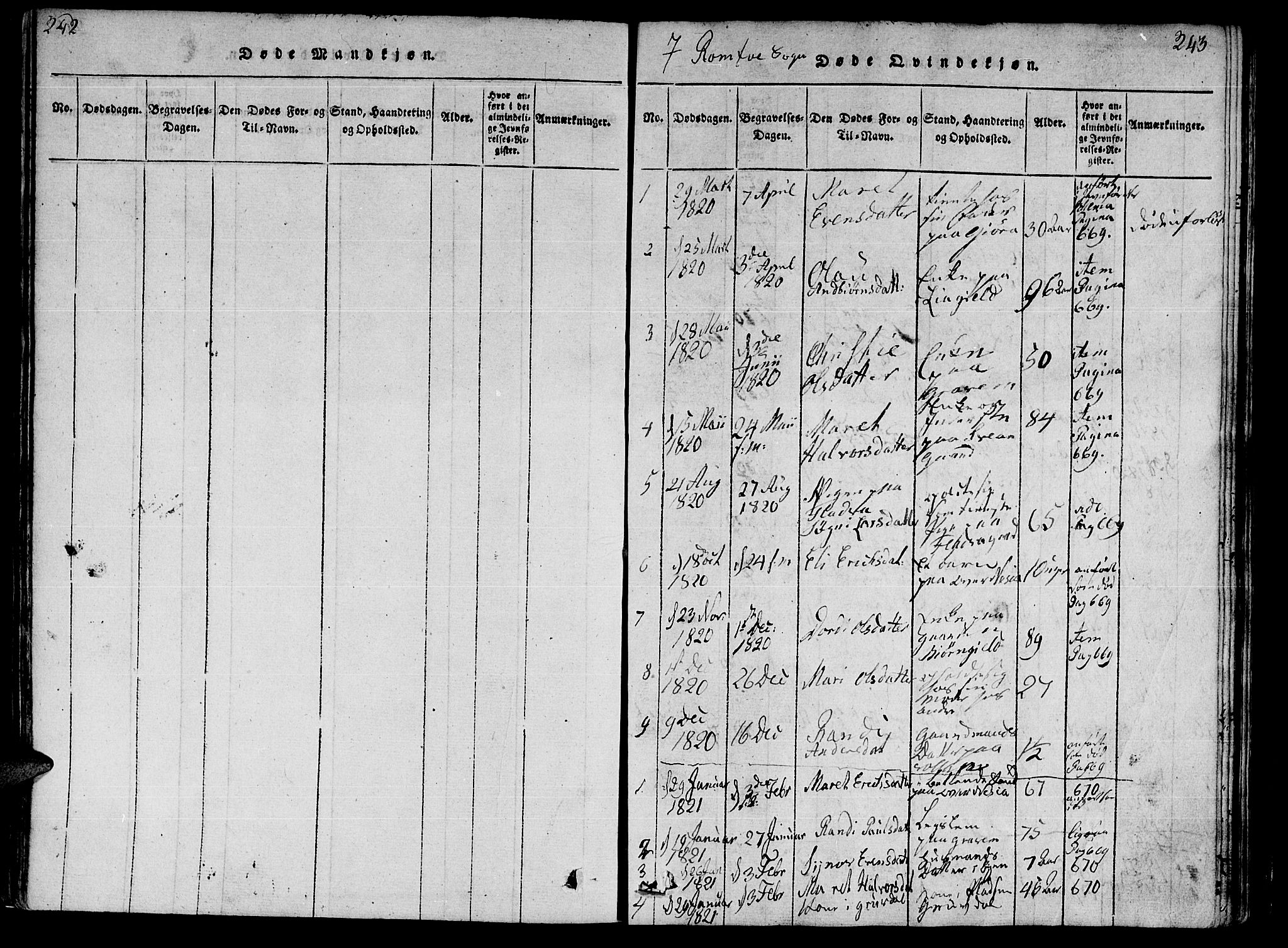 Ministerialprotokoller, klokkerbøker og fødselsregistre - Møre og Romsdal, SAT/A-1454/590/L1010: Parish register (official) no. 590A03 /2, 1820-1832, p. 242-243