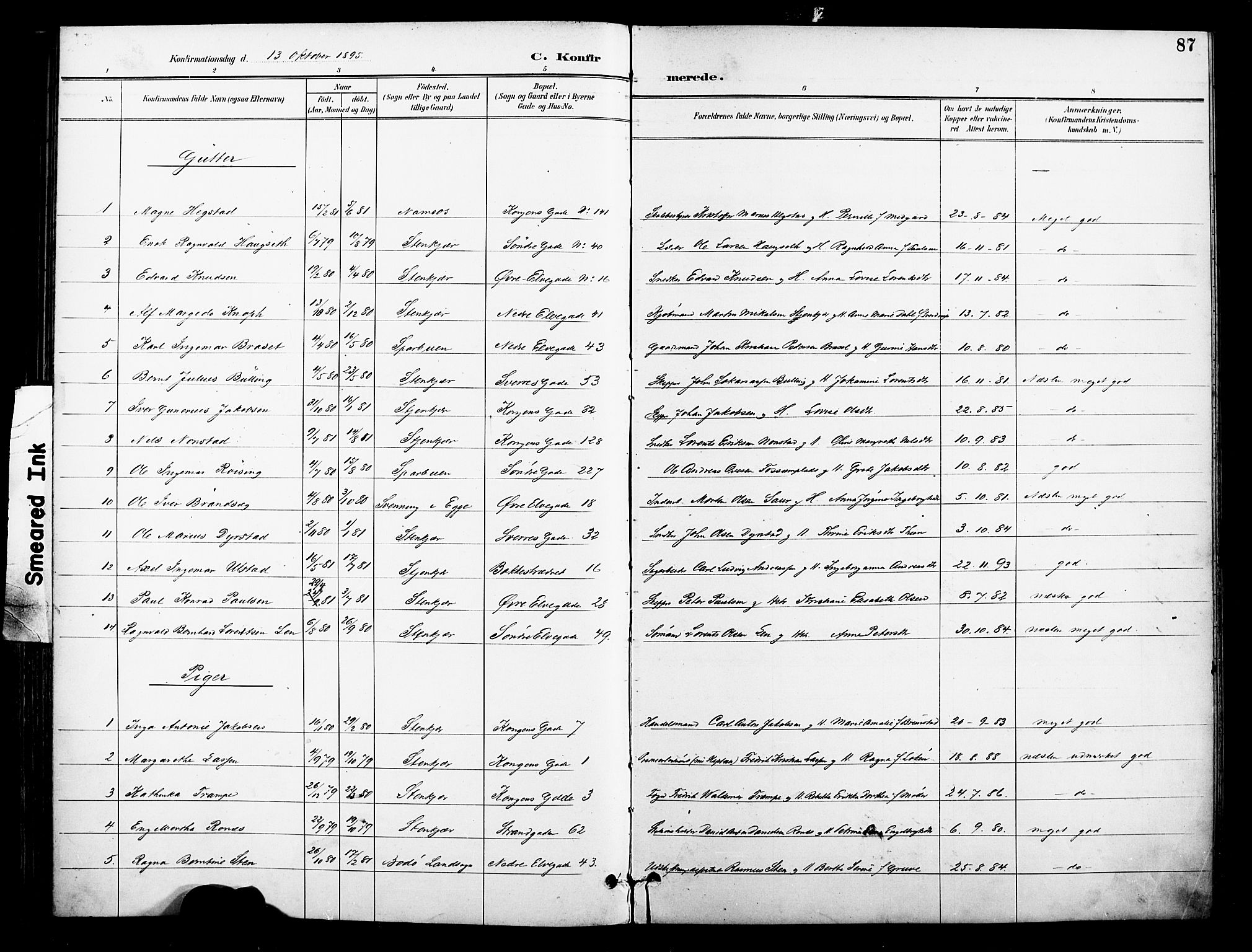 Ministerialprotokoller, klokkerbøker og fødselsregistre - Nord-Trøndelag, SAT/A-1458/739/L0372: Parish register (official) no. 739A04, 1895-1903, p. 87