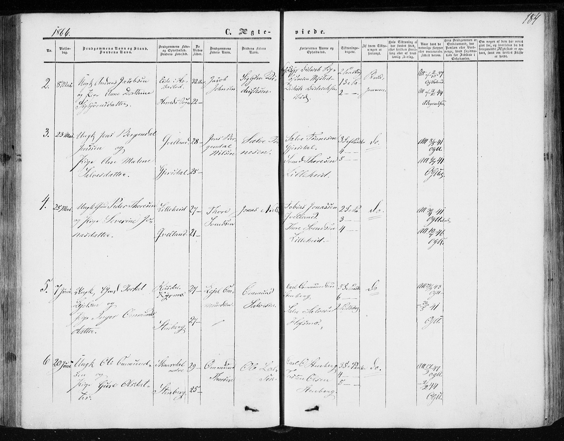 Lund sokneprestkontor, AV/SAST-A-101809/S06/L0009: Parish register (official) no. A 8, 1853-1877, p. 184