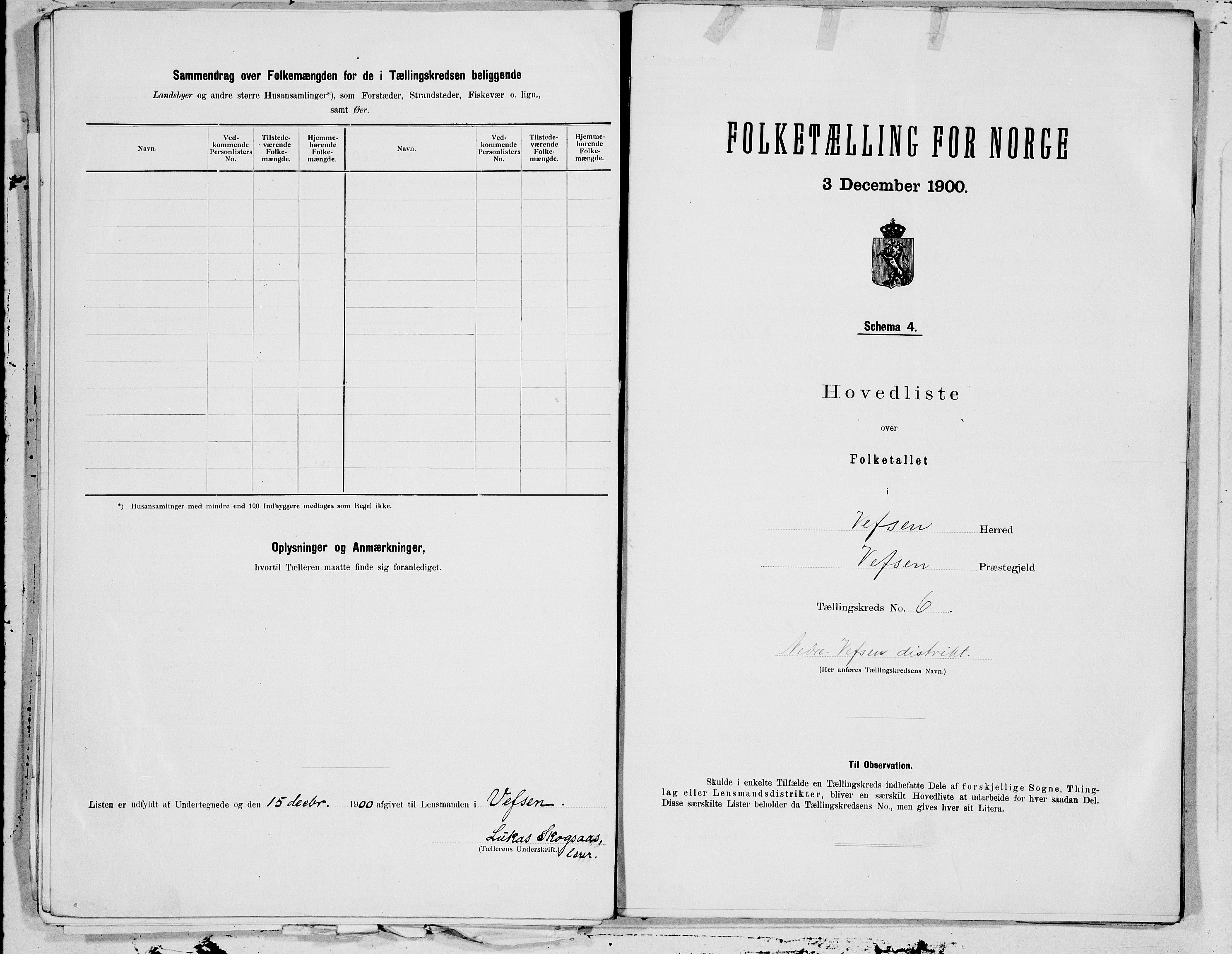 SAT, 1900 census for Vefsn, 1900, p. 12