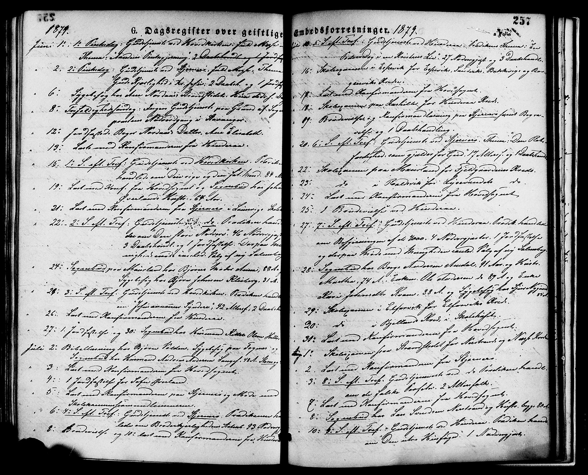 Nedstrand sokneprestkontor, SAST/A-101841/01/IV: Parish register (official) no. A 11, 1877-1887, p. 257