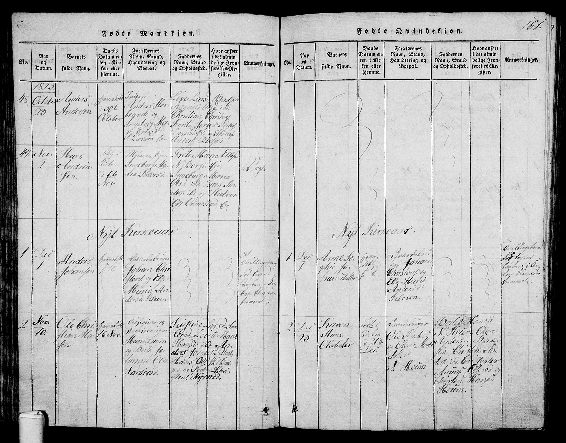 Våle kirkebøker, SAKO/A-334/G/Ga/L0001: Parish register (copy) no. I 1, 1814-1824, p. 160-161