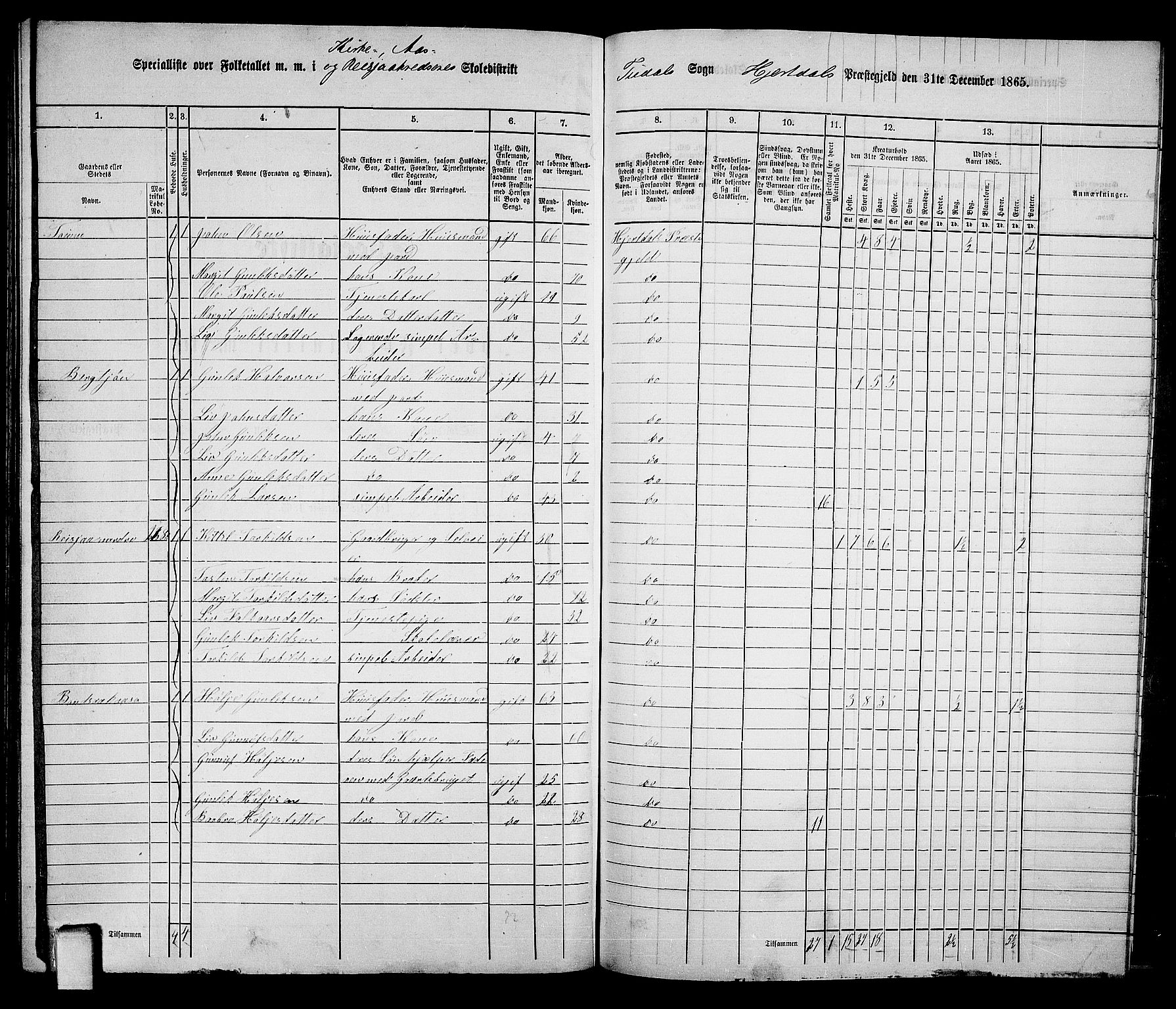 RA, 1865 census for Hjartdal, 1865, p. 132