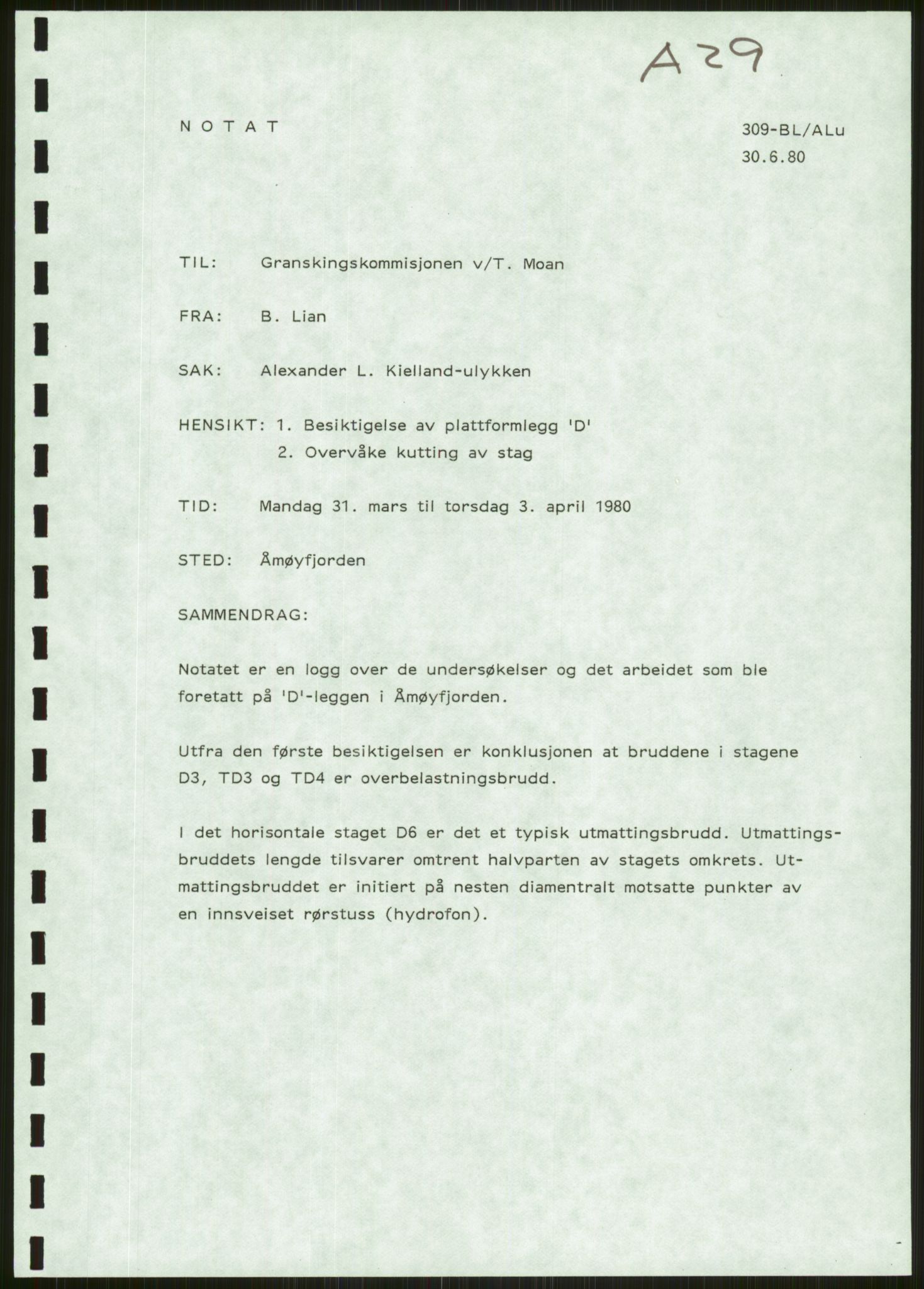 Justisdepartementet, Granskningskommisjonen ved Alexander Kielland-ulykken 27.3.1980, AV/RA-S-1165/D/L0006: A Alexander L. Kielland (Doku.liste + A3-A6, A11-A13, A18-A20-A21, A23, A31 av 31)/Dykkerjournaler, 1980-1981, p. 546