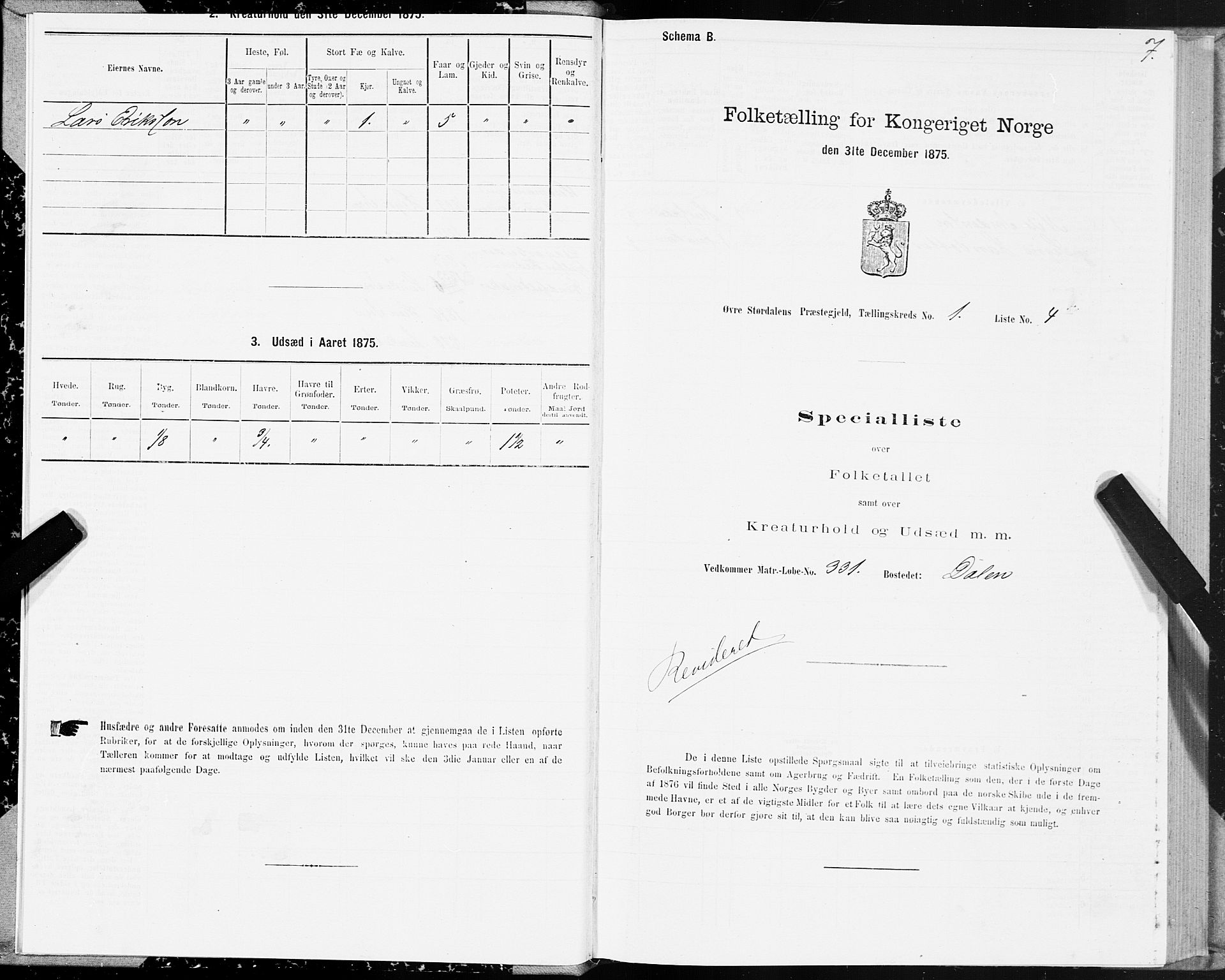 SAT, 1875 census for 1711P Øvre Stjørdal, 1875, p. 1007