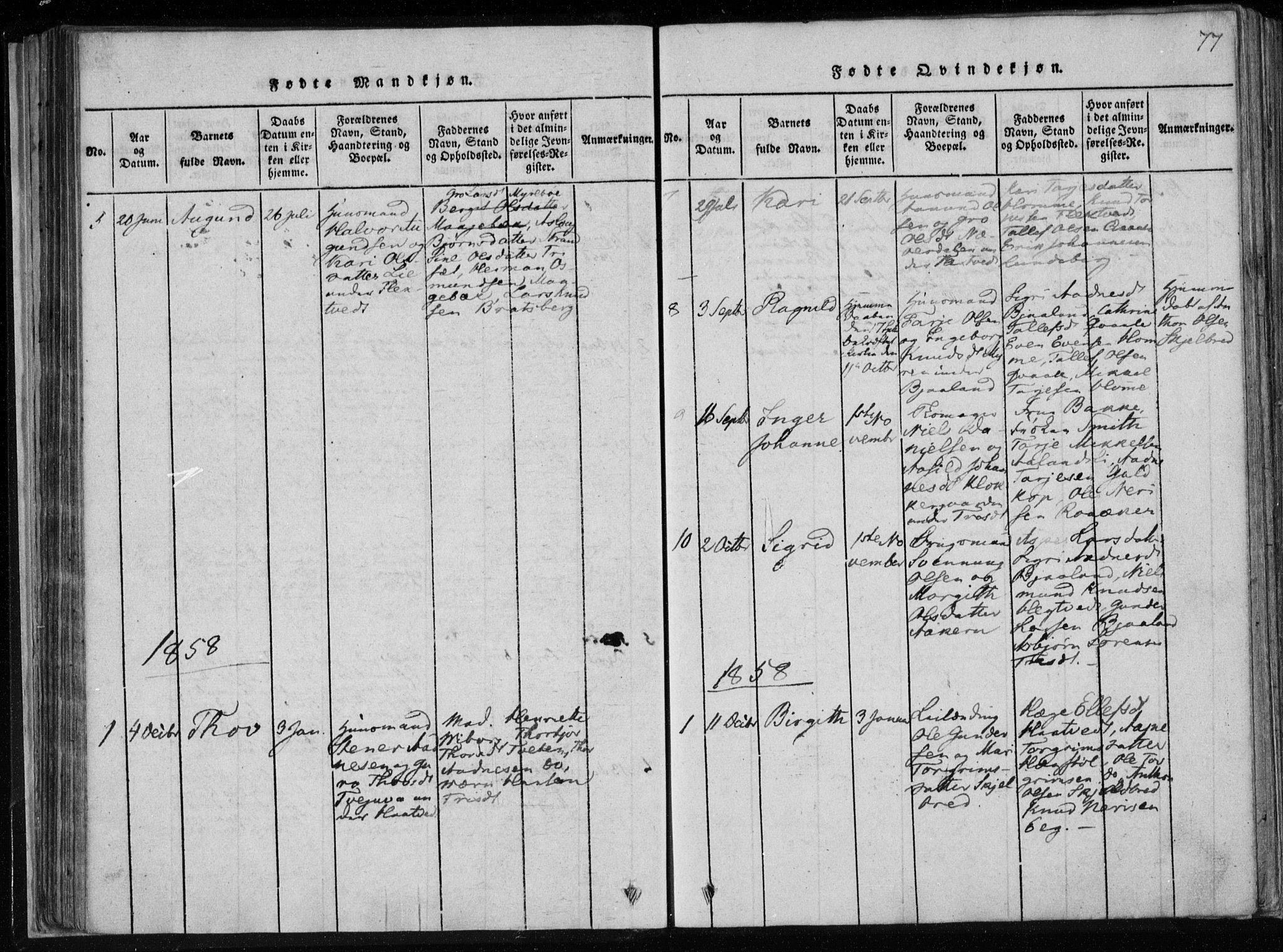 Lårdal kirkebøker, SAKO/A-284/F/Fa/L0005: Parish register (official) no. I 5, 1815-1860, p. 77