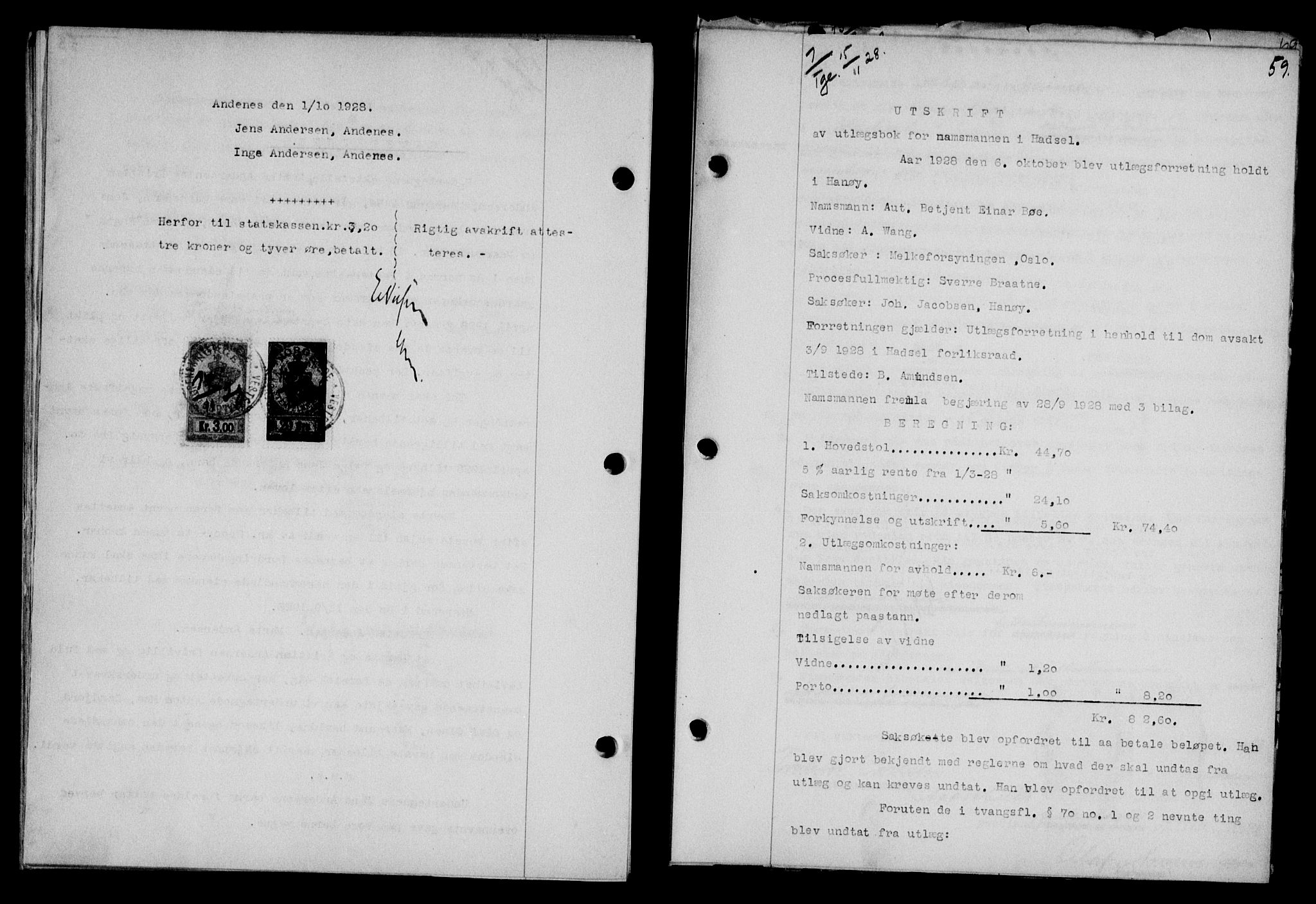 Vesterålen sorenskriveri, SAT/A-4180/1/2/2Ca/L0047: Mortgage book no. 40, 1928-1929, Deed date: 15.11.1928