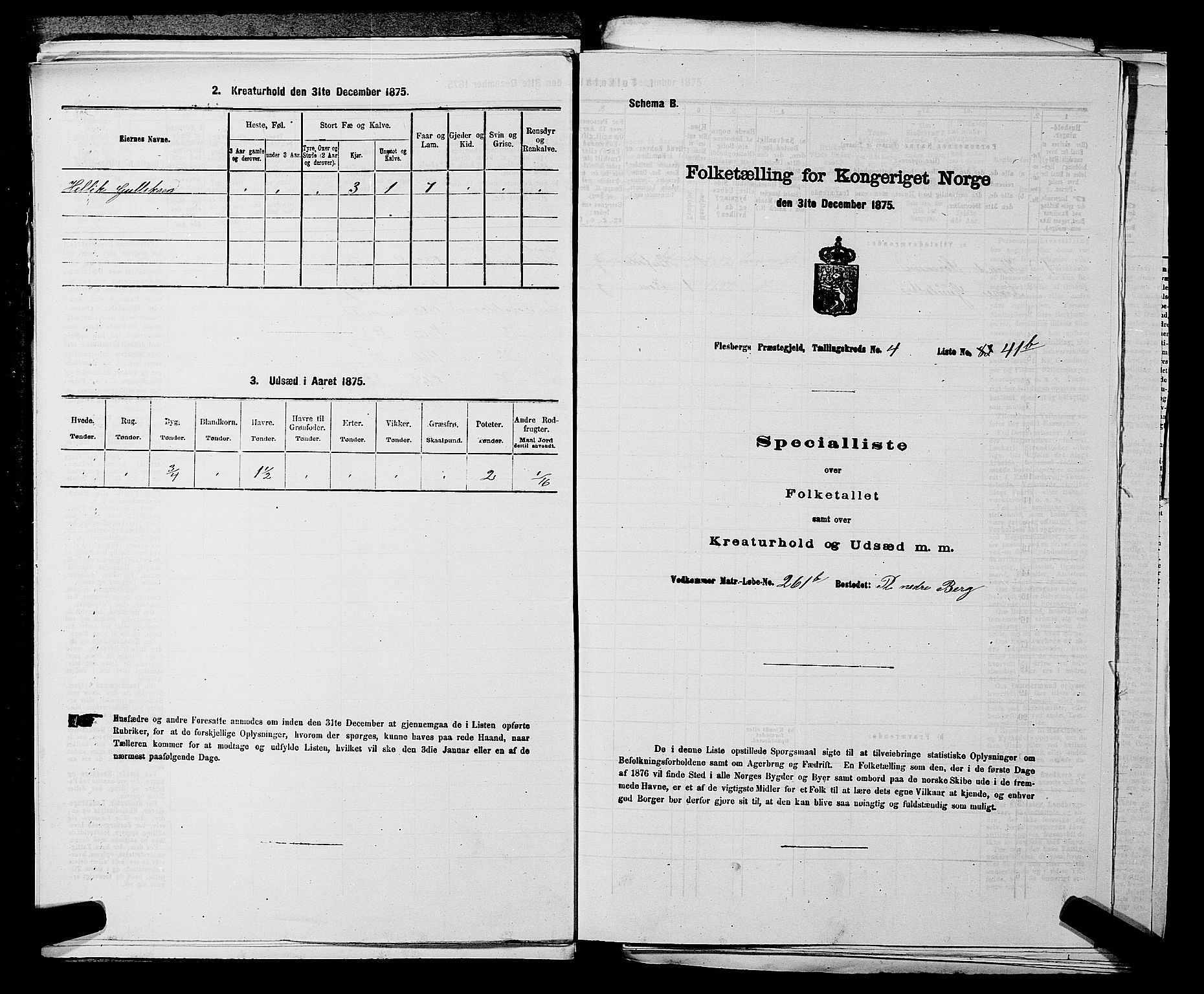 SAKO, 1875 census for 0631P Flesberg, 1875, p. 872