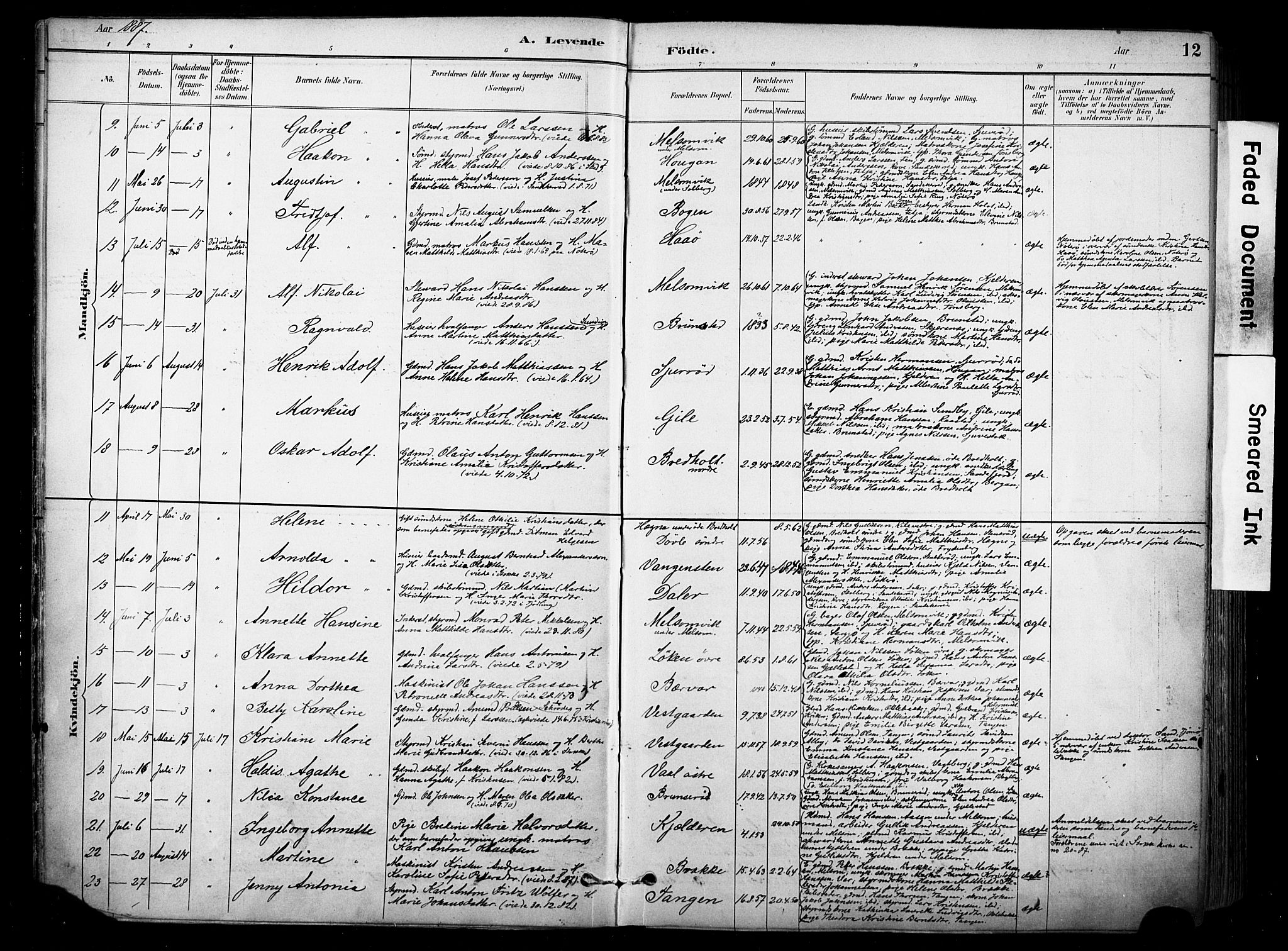 Stokke kirkebøker, SAKO/A-320/F/Fa/L0010: Parish register (official) no. I 10, 1884-1903, p. 12