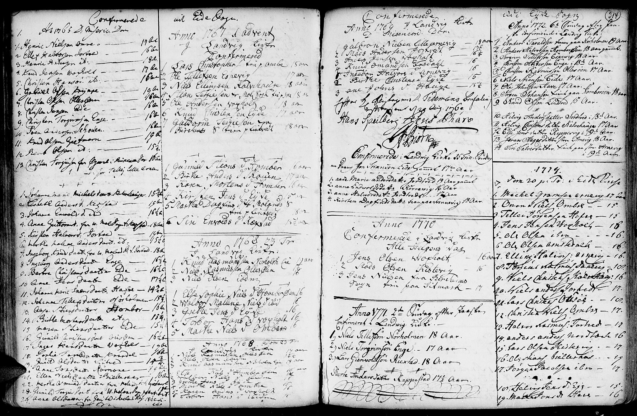 Hommedal sokneprestkontor, AV/SAK-1111-0023/F/Fa/Fab/L0002: Parish register (official) no. A 2 /2, 1740-1823, p. 314