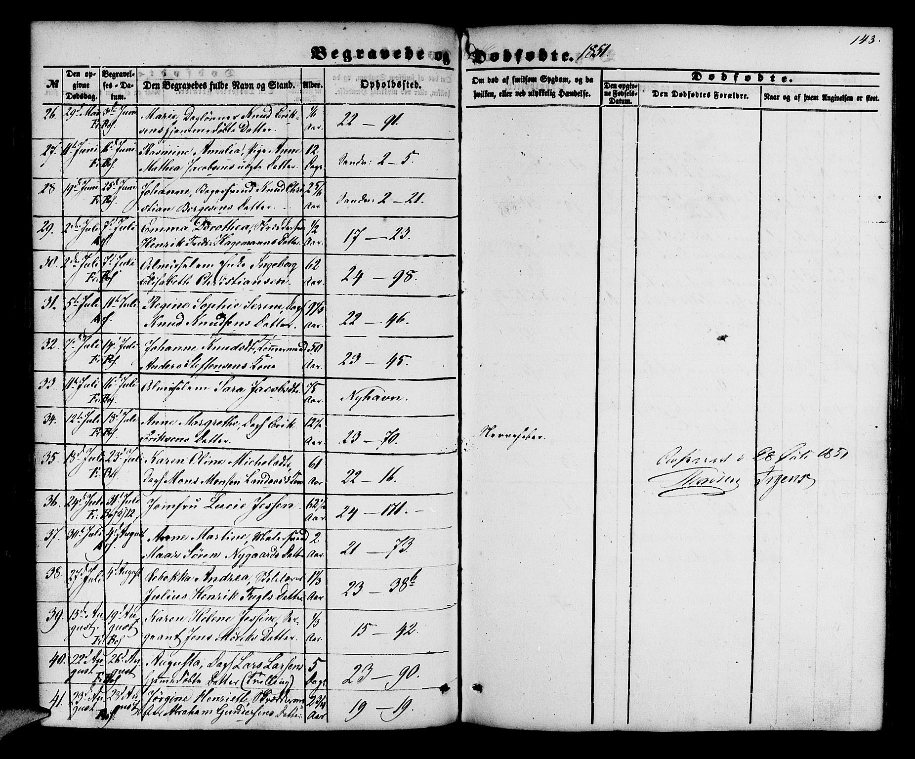 Korskirken sokneprestembete, SAB/A-76101/H/Hab: Parish register (copy) no. E 2, 1851-1871, p. 143