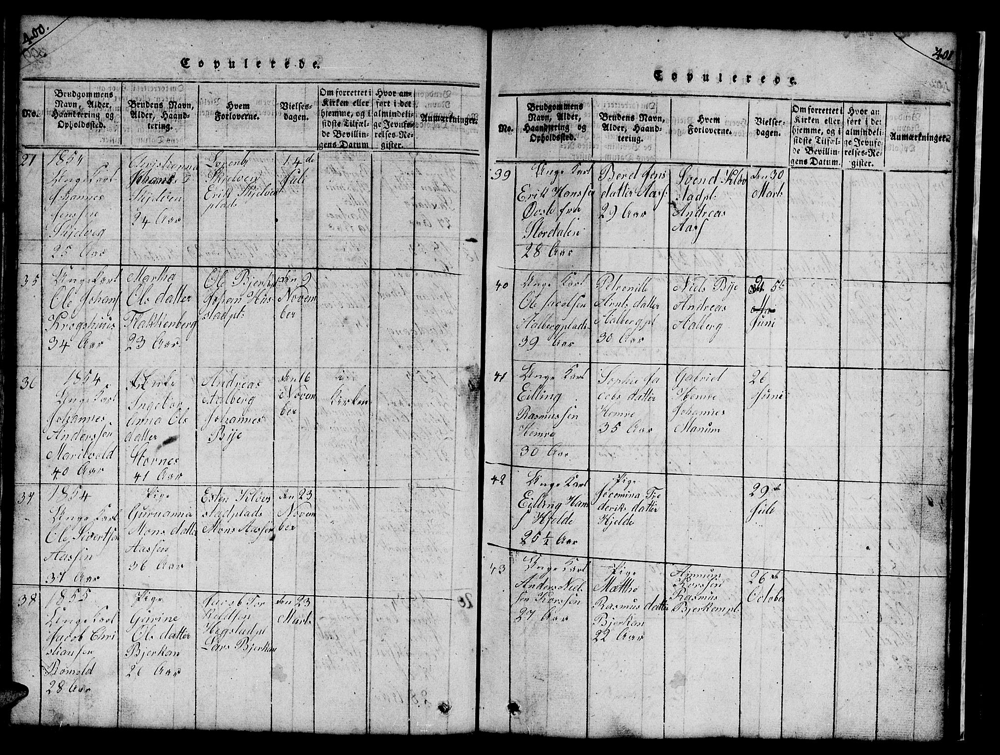 Ministerialprotokoller, klokkerbøker og fødselsregistre - Nord-Trøndelag, AV/SAT-A-1458/732/L0317: Parish register (copy) no. 732C01, 1816-1881, p. 400-401