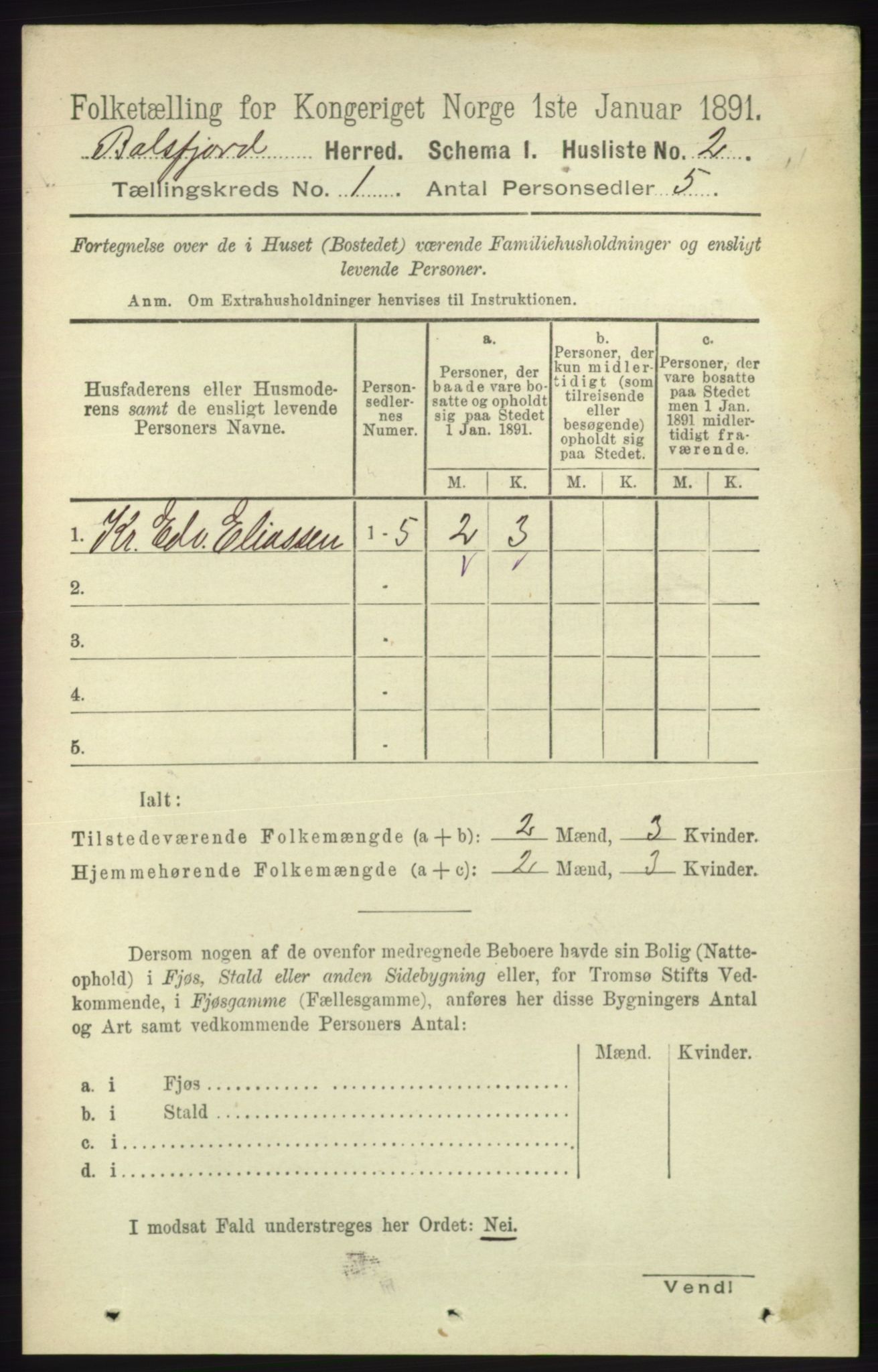 RA, 1891 census for 1933 Balsfjord, 1891, p. 26