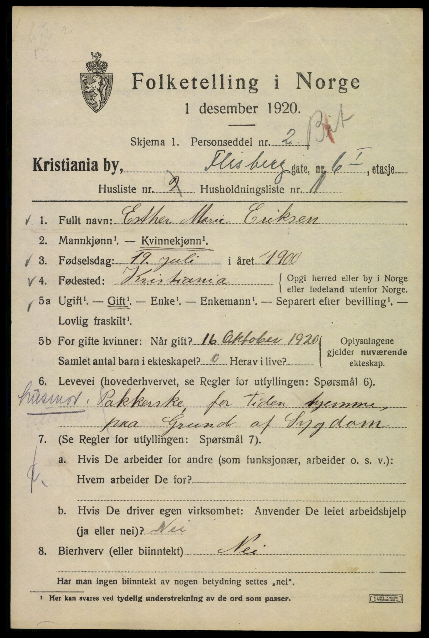 SAO, 1920 census for Kristiania, 1920, p. 230027