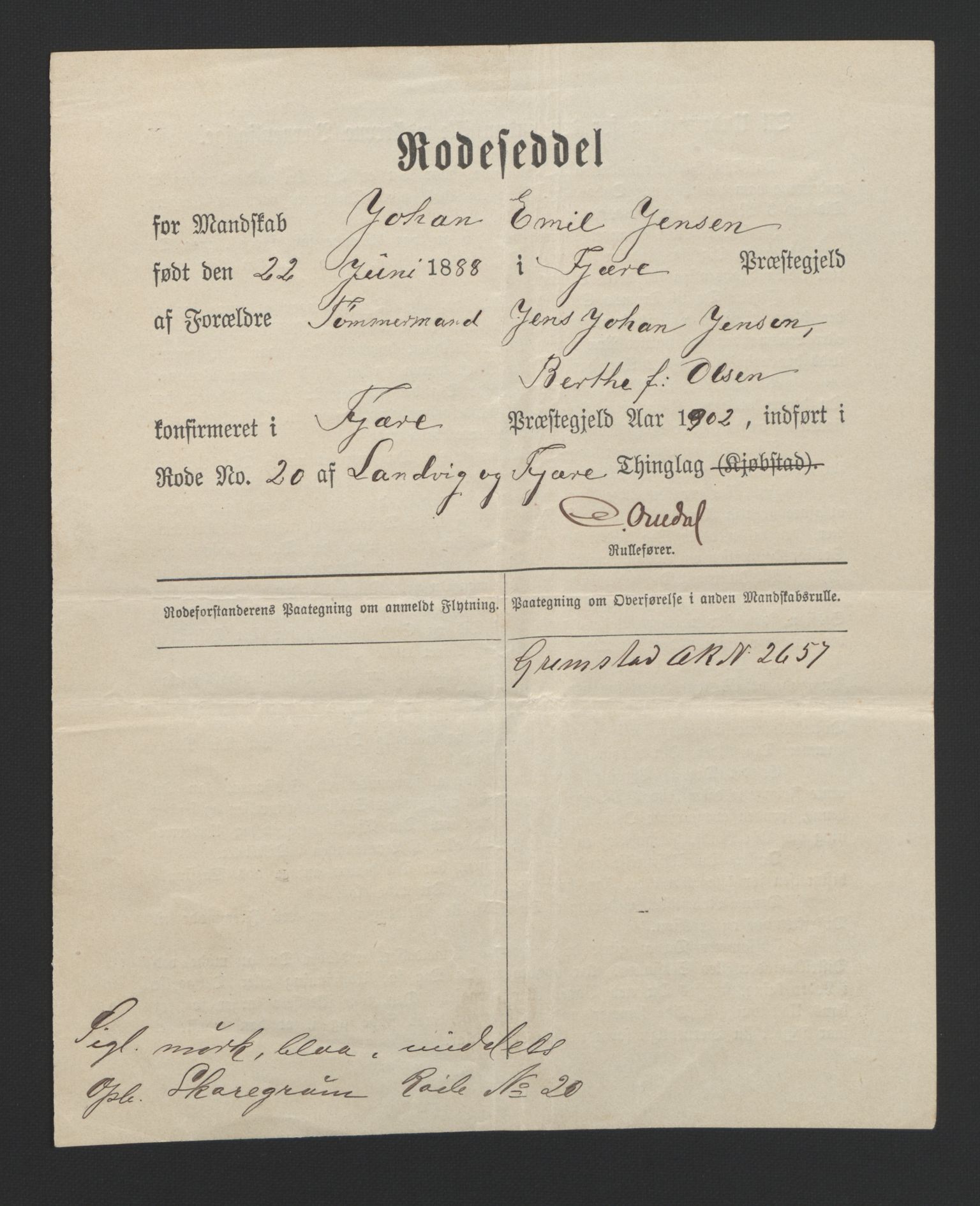 Grimstad mønstringskrets, SAK/2031-0013/F/Fa/L0002: Annotasjonsrulle nr 1921-3452 med register, F-2, 1892-1948, p. 180