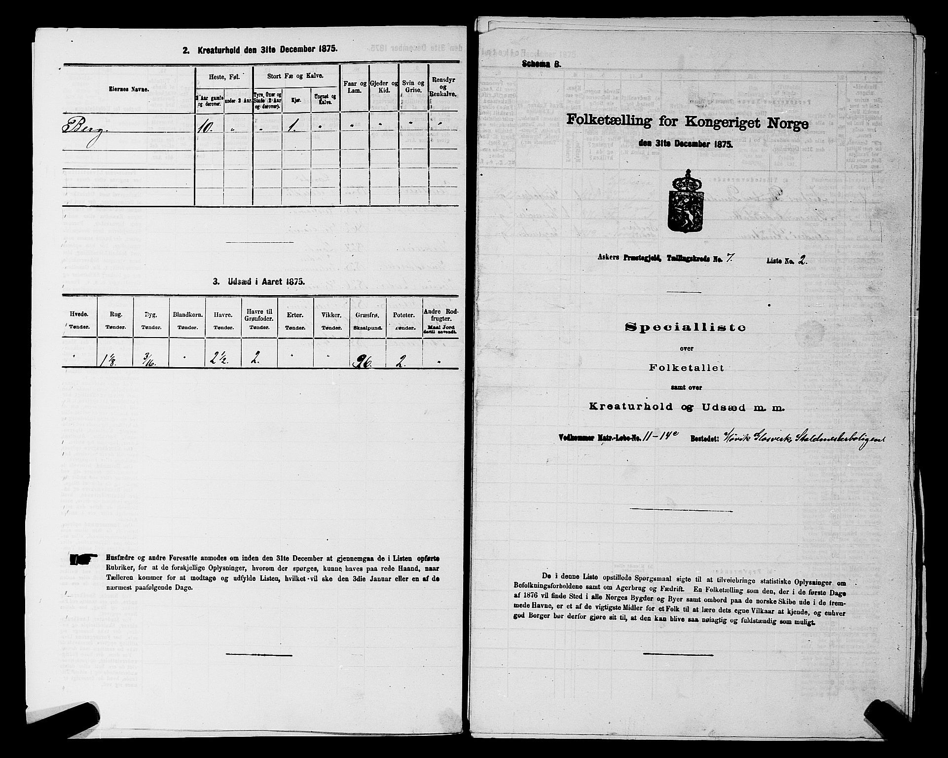 RA, 1875 census for 0220P Asker, 1875, p. 1387