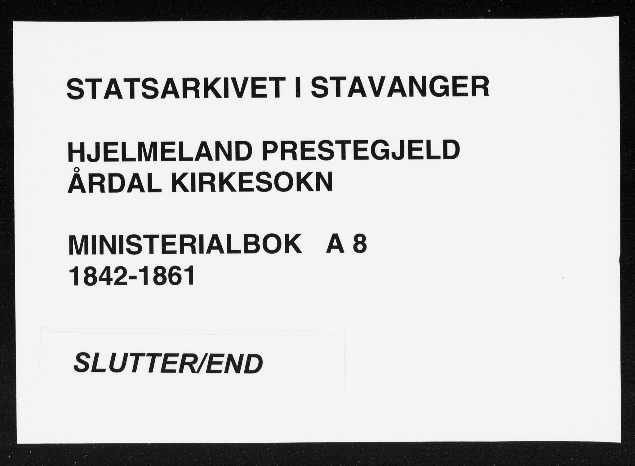 Hjelmeland sokneprestkontor, AV/SAST-A-101843/01/IV/L0008: Parish register (official) no. A 8, 1842-1861