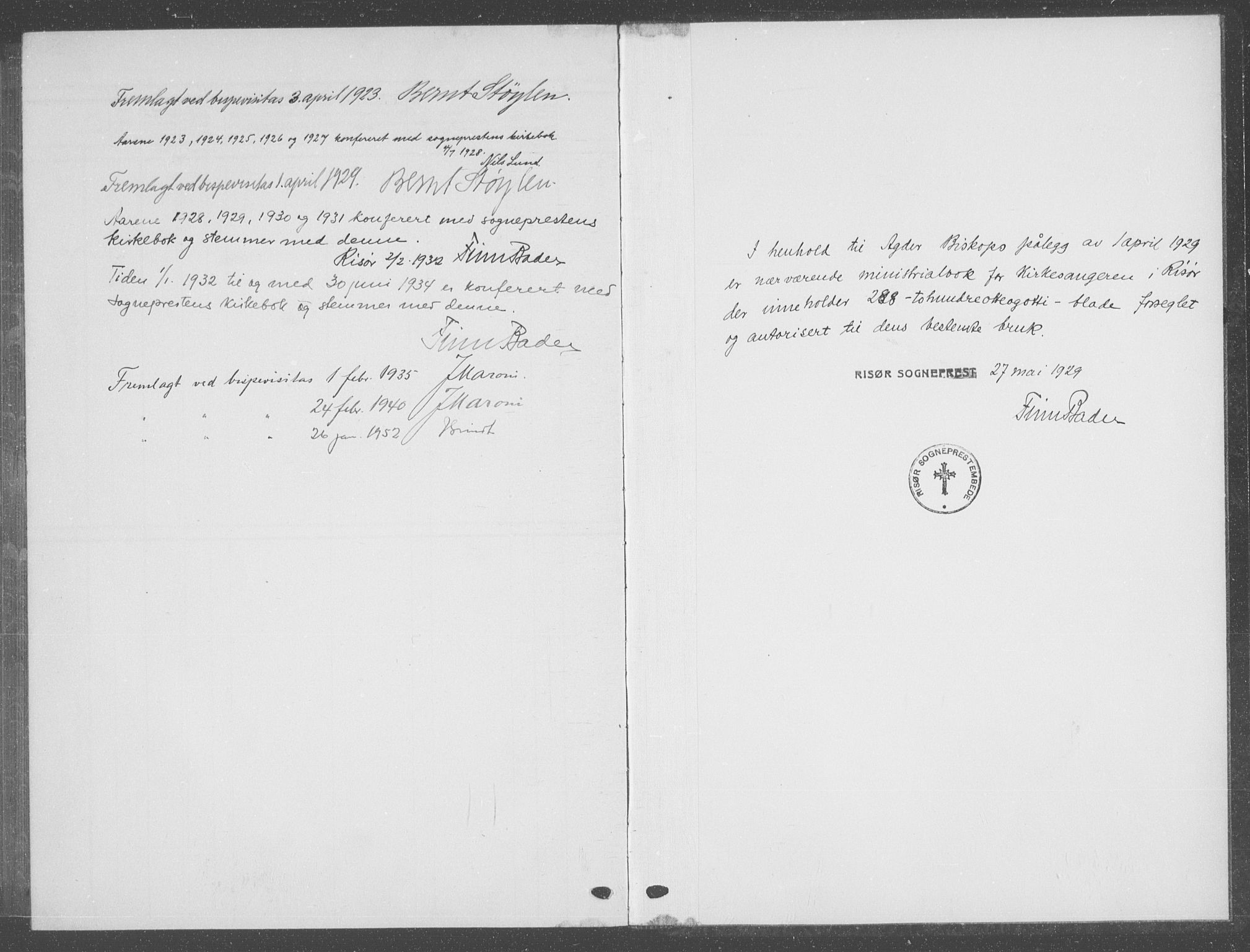 Risør sokneprestkontor, SAK/1111-0035/F/Fb/L0009: Parish register (copy) no. B 9, 1922-1939