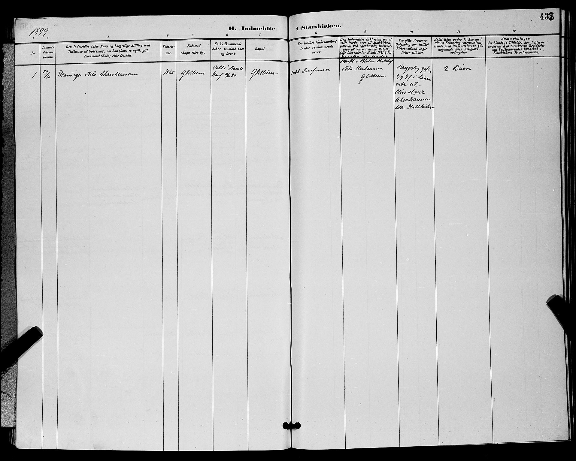 Bamble kirkebøker, SAKO/A-253/G/Ga/L0009: Parish register (copy) no. I 9, 1888-1900, p. 438