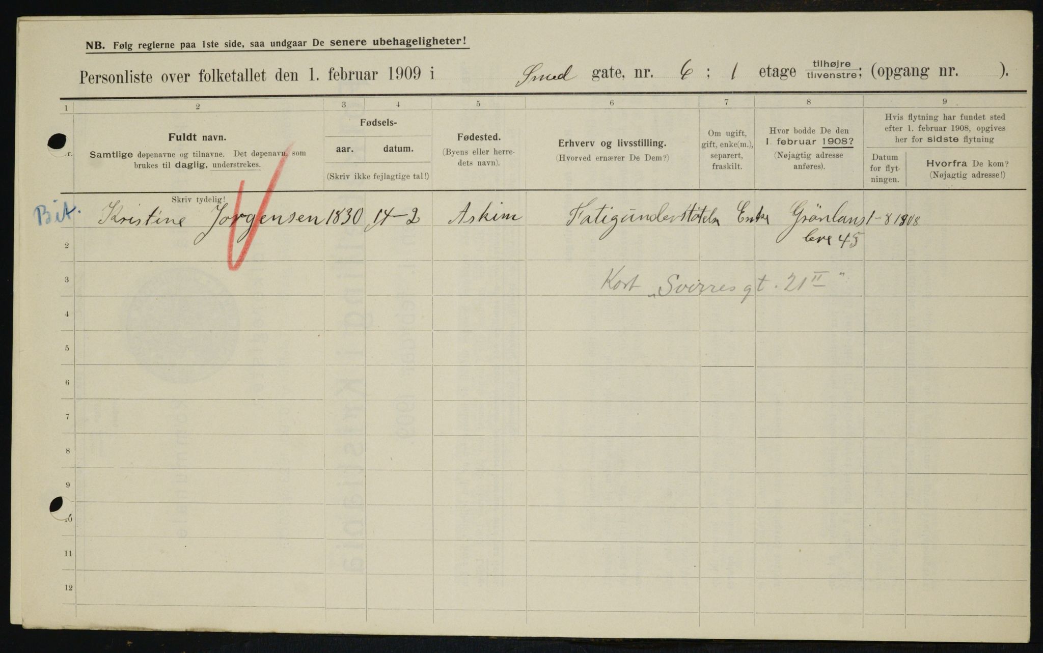 OBA, Municipal Census 1909 for Kristiania, 1909, p. 88101