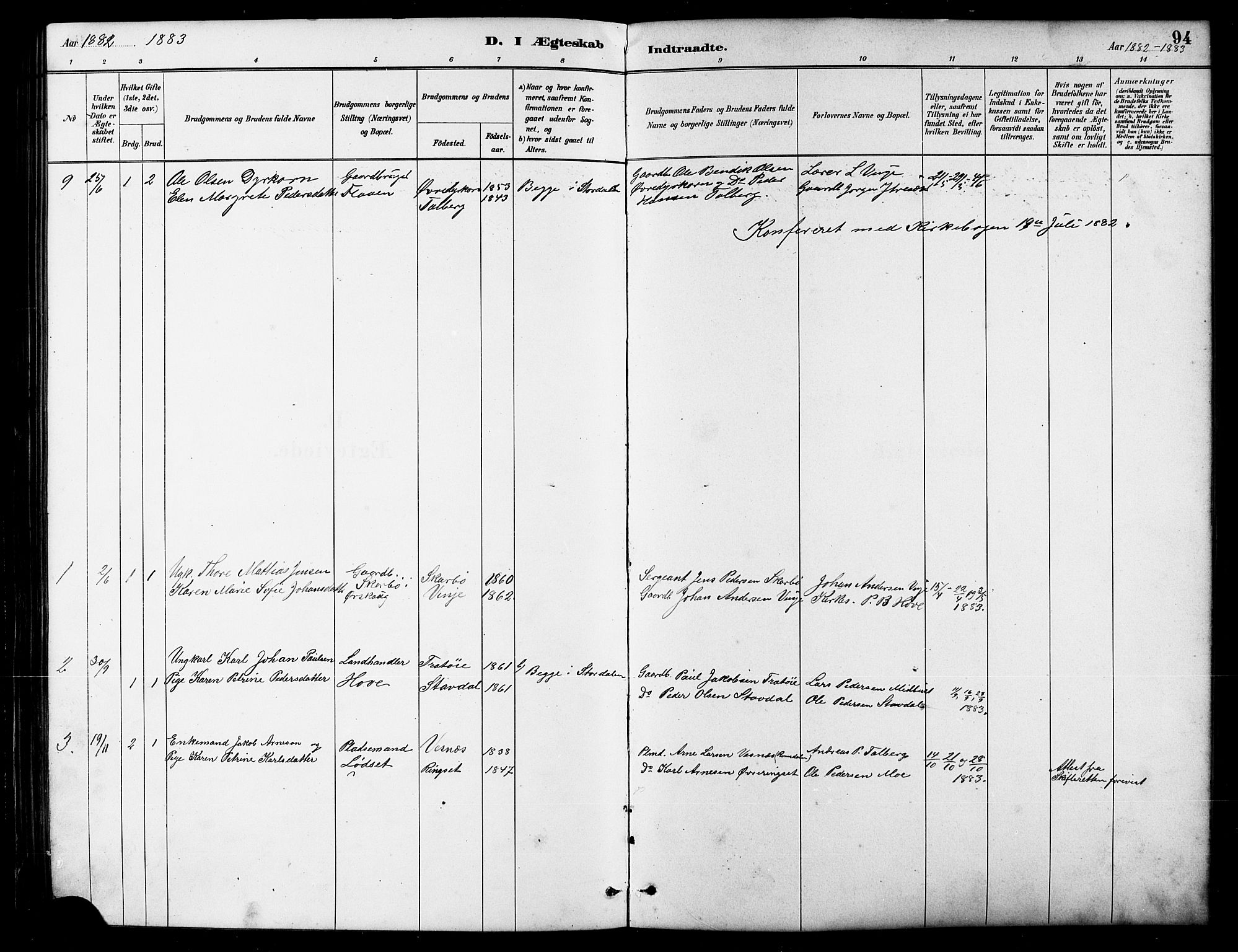 Ministerialprotokoller, klokkerbøker og fødselsregistre - Møre og Romsdal, AV/SAT-A-1454/521/L0302: Parish register (copy) no. 521C03, 1882-1907, p. 94