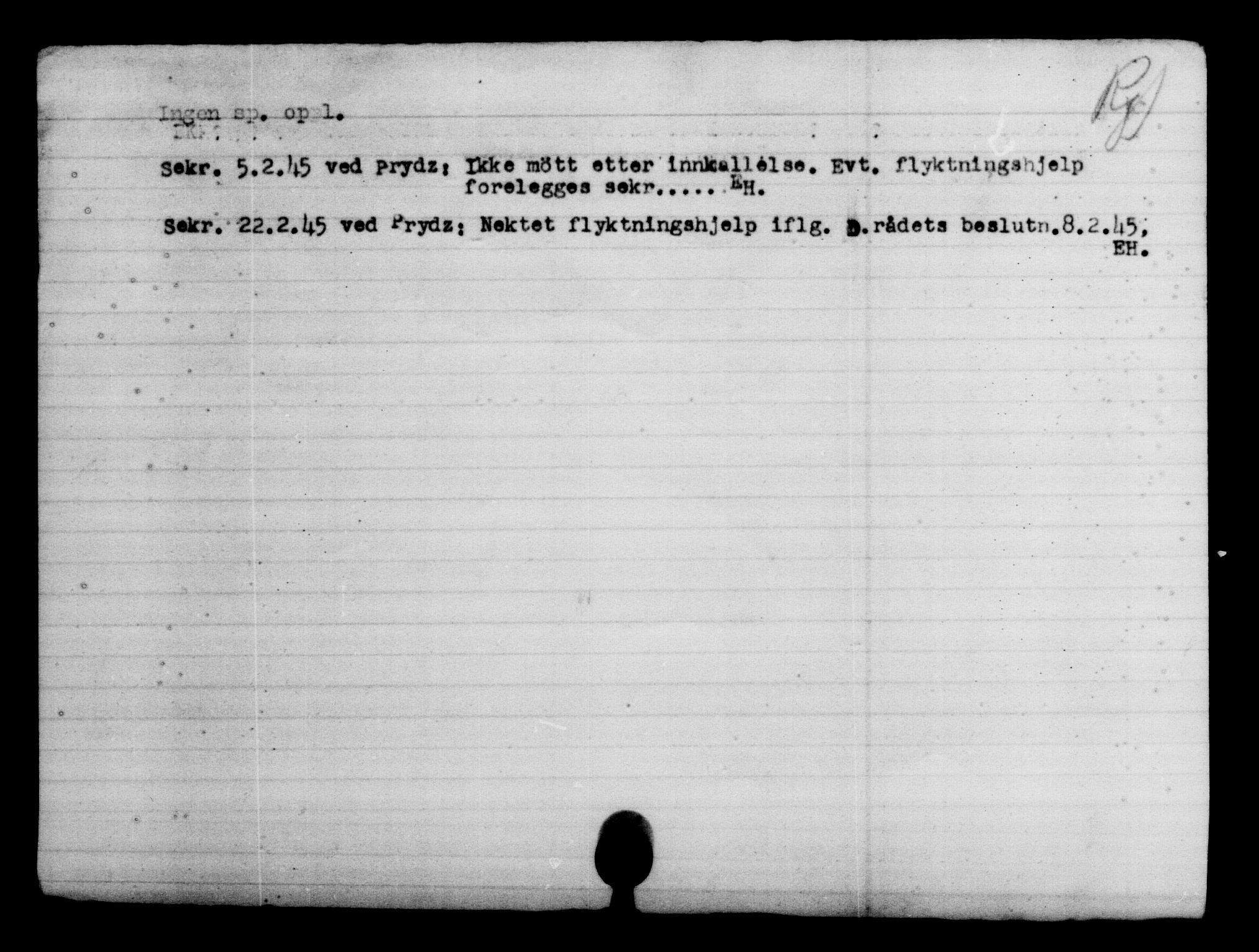 Utenriksstasjonene, Legasjonen i Stockholm, Flyktningkontoret, AV/RA-S-6753/V/Va/L0004: Kjesäterkartoteket, flyktninger med registreringsnr. 3496-6610, 1940-1945, p. 3102