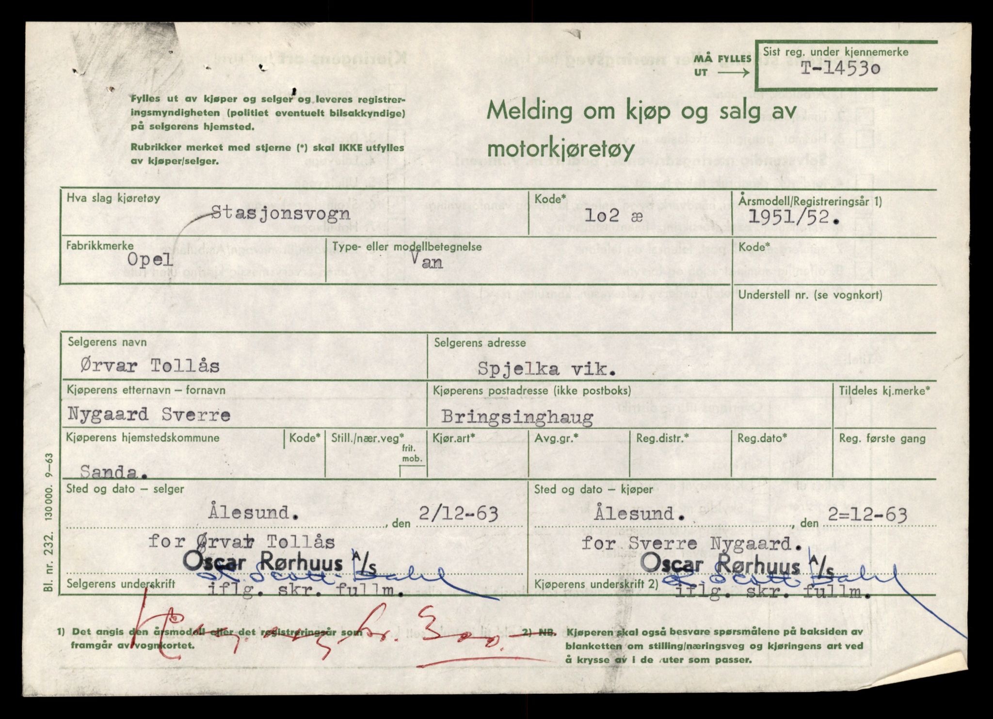 Møre og Romsdal vegkontor - Ålesund trafikkstasjon, AV/SAT-A-4099/F/Fe/L0046: Registreringskort for kjøretøy T 14445 - T 14579, 1927-1998
