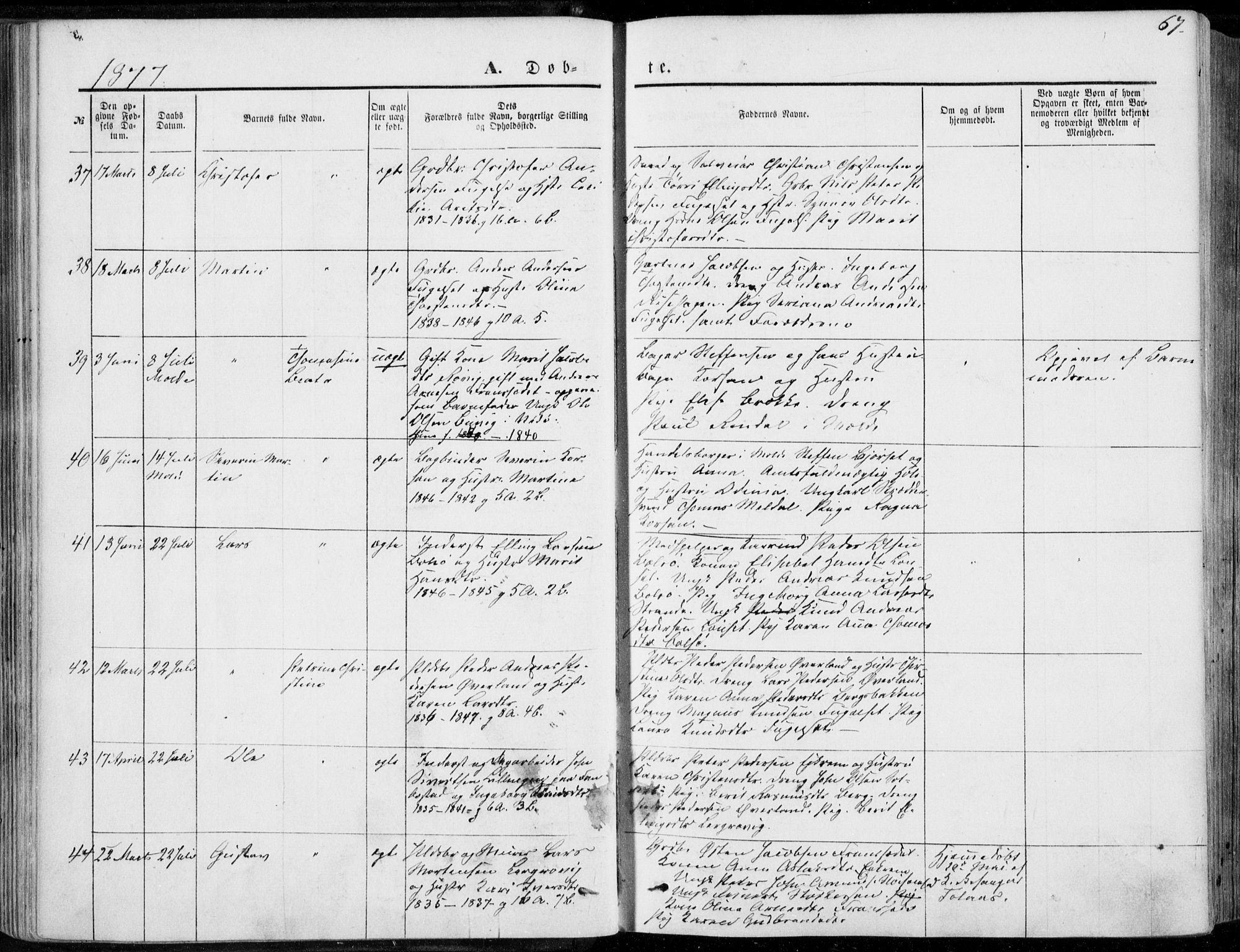 Ministerialprotokoller, klokkerbøker og fødselsregistre - Møre og Romsdal, AV/SAT-A-1454/555/L0655: Parish register (official) no. 555A05, 1869-1886, p. 67