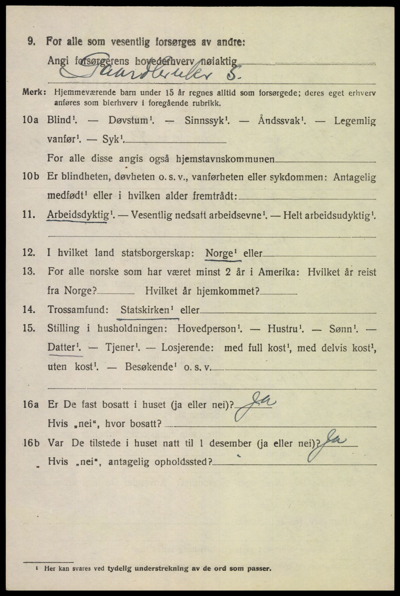 SAK, 1920 census for Lyngdal, 1920, p. 2320