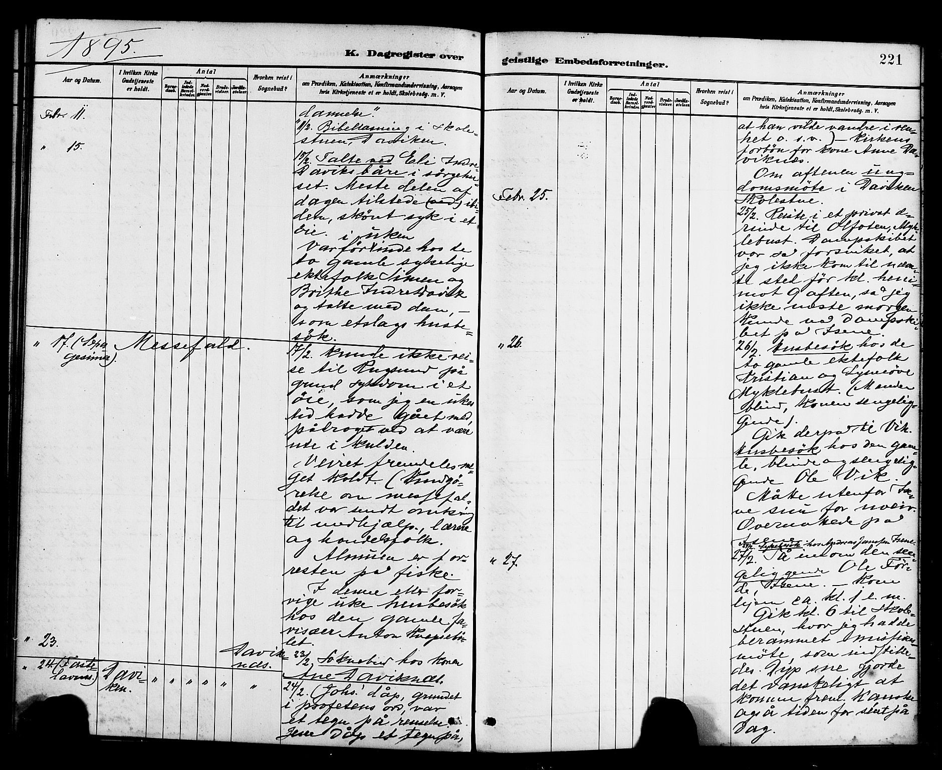 Davik sokneprestembete, AV/SAB-A-79701/H/Haa/Haab/L0001: Parish register (official) no. B 1, 1882-1900, p. 221