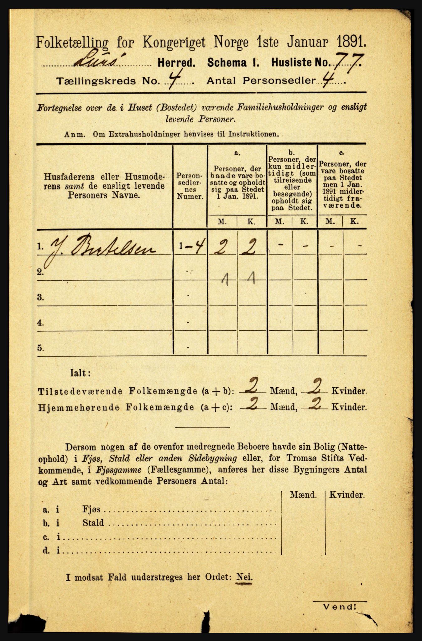 RA, 1891 census for 1834 Lurøy, 1891, p. 2014