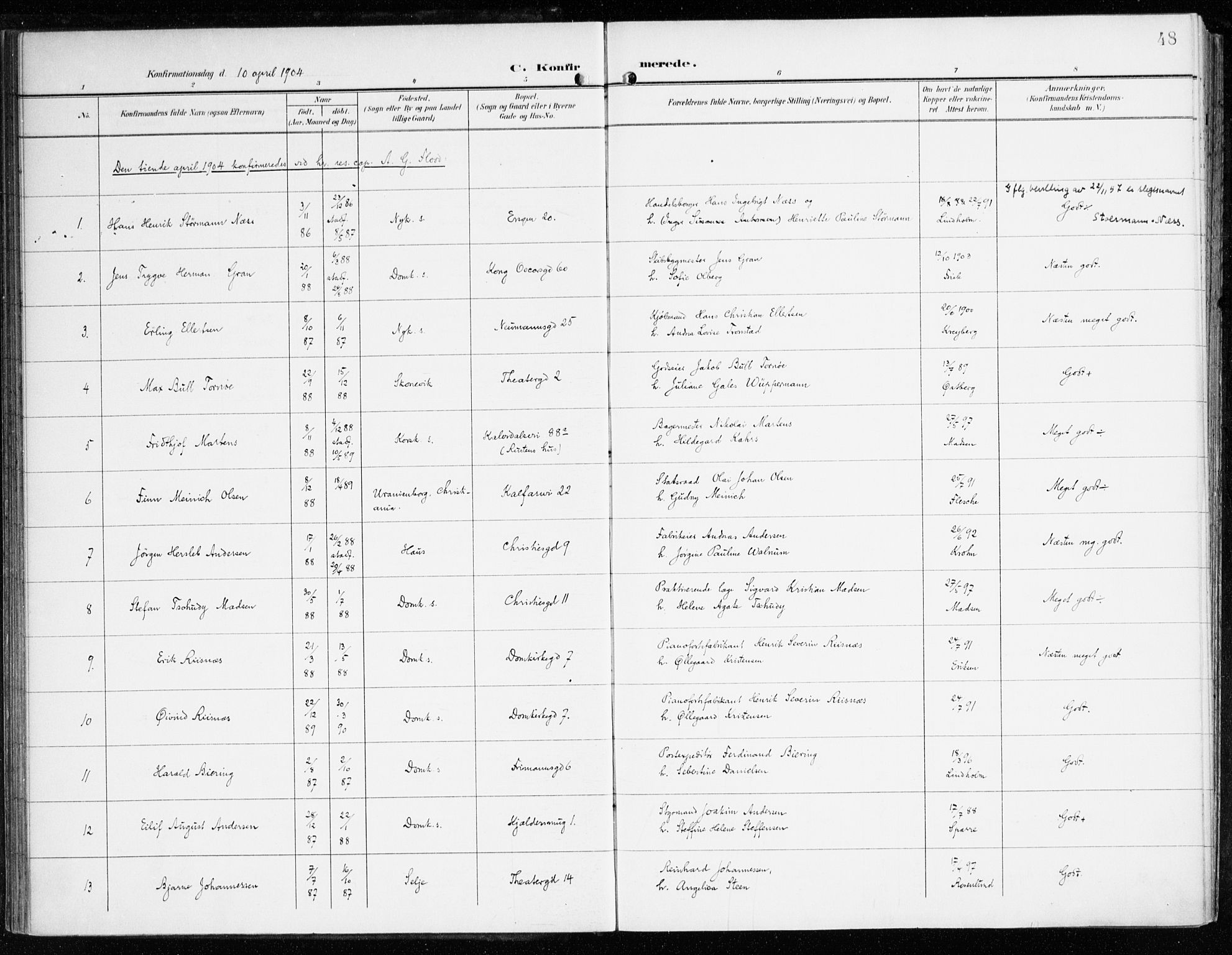 Domkirken sokneprestembete, AV/SAB-A-74801/H/Haa/L0031: Parish register (official) no. C 6, 1898-1915, p. 48