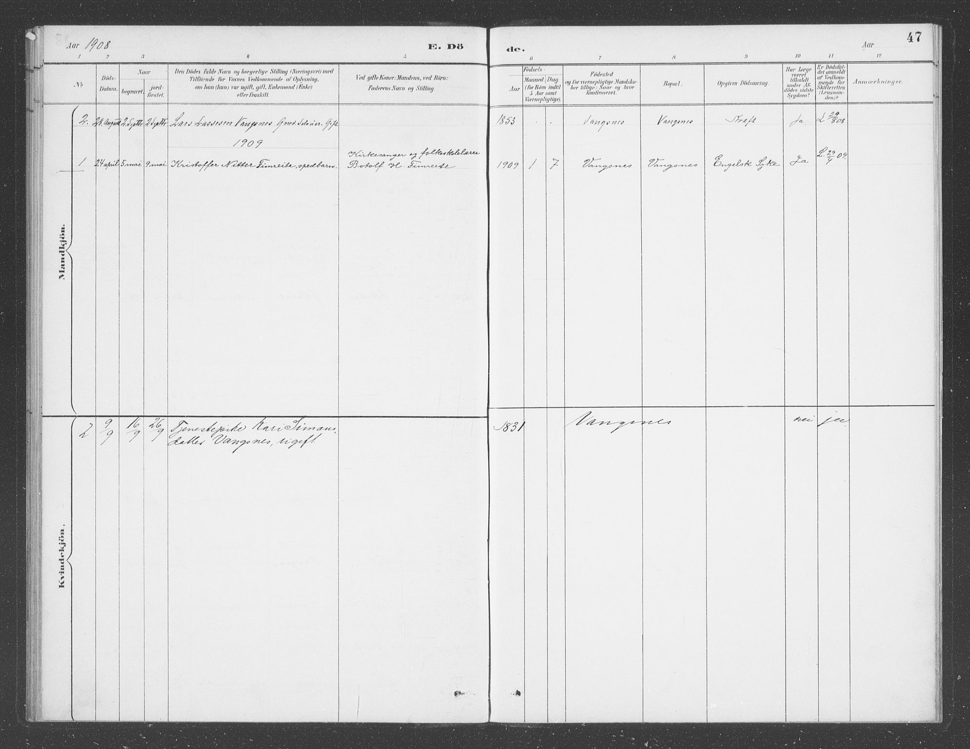 Balestrand sokneprestembete, SAB/A-79601/H/Haa/Haae/L0001: Parish register (official) no. E  1, 1889-1909, p. 47