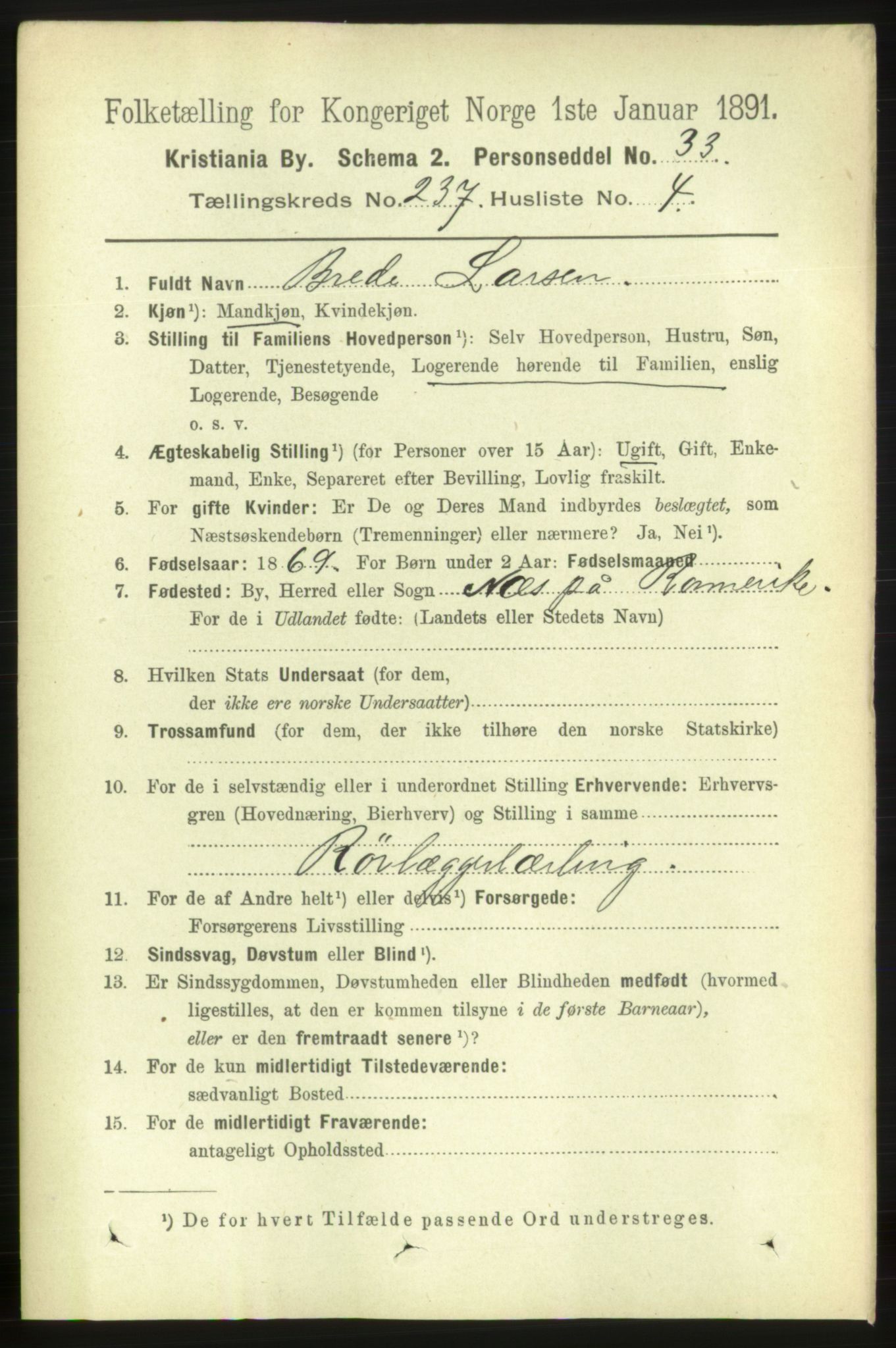 RA, 1891 census for 0301 Kristiania, 1891, p. 144337