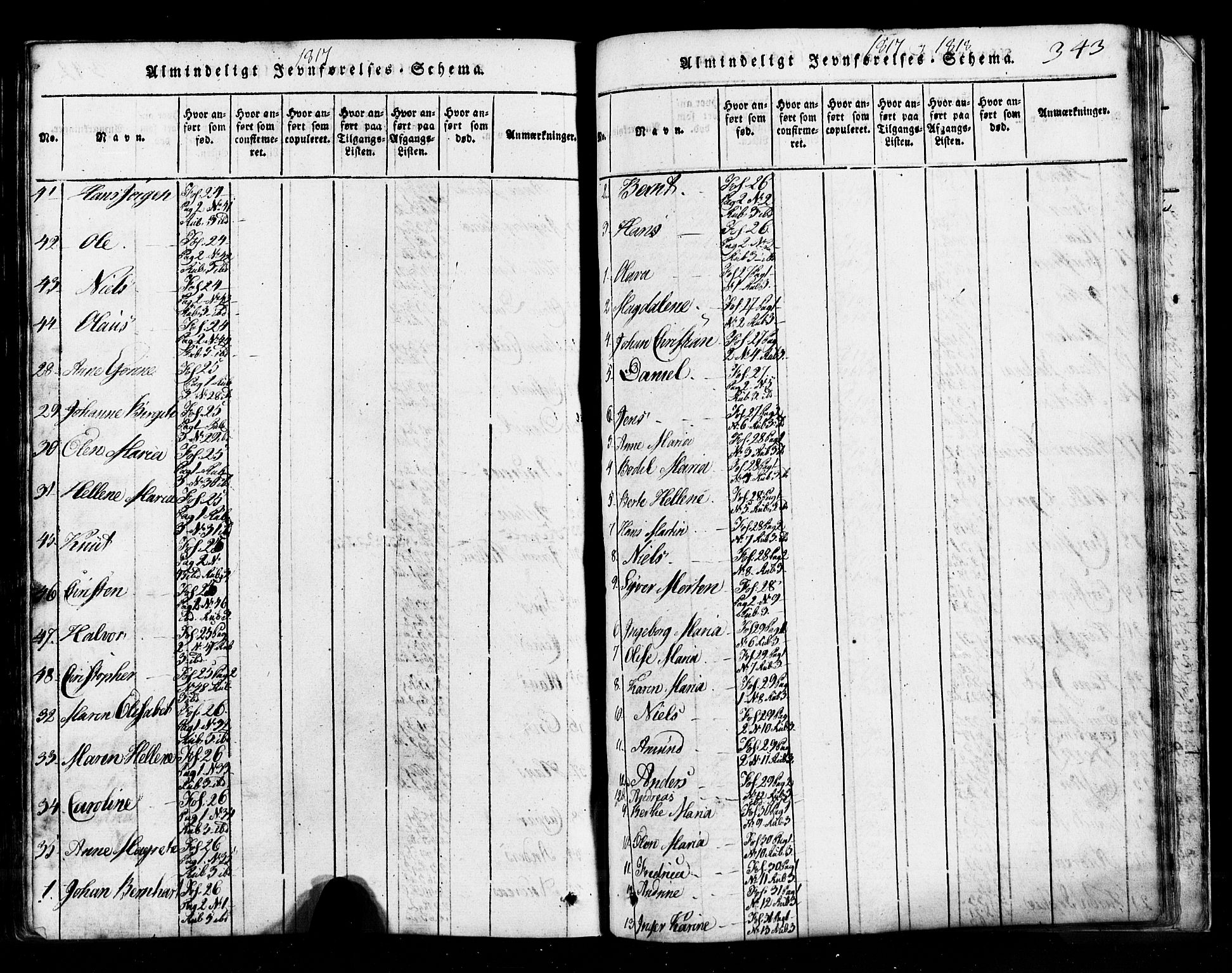 Hurum kirkebøker, SAKO/A-229/G/Ga/L0001: Parish register (copy) no. I 1, 1816-1826, p. 343