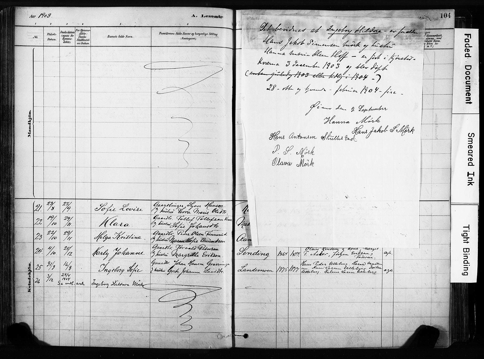 Sandsvær kirkebøker, SAKO/A-244/F/Fb/L0001: Parish register (official) no. II 1, 1878-1906, p. 104