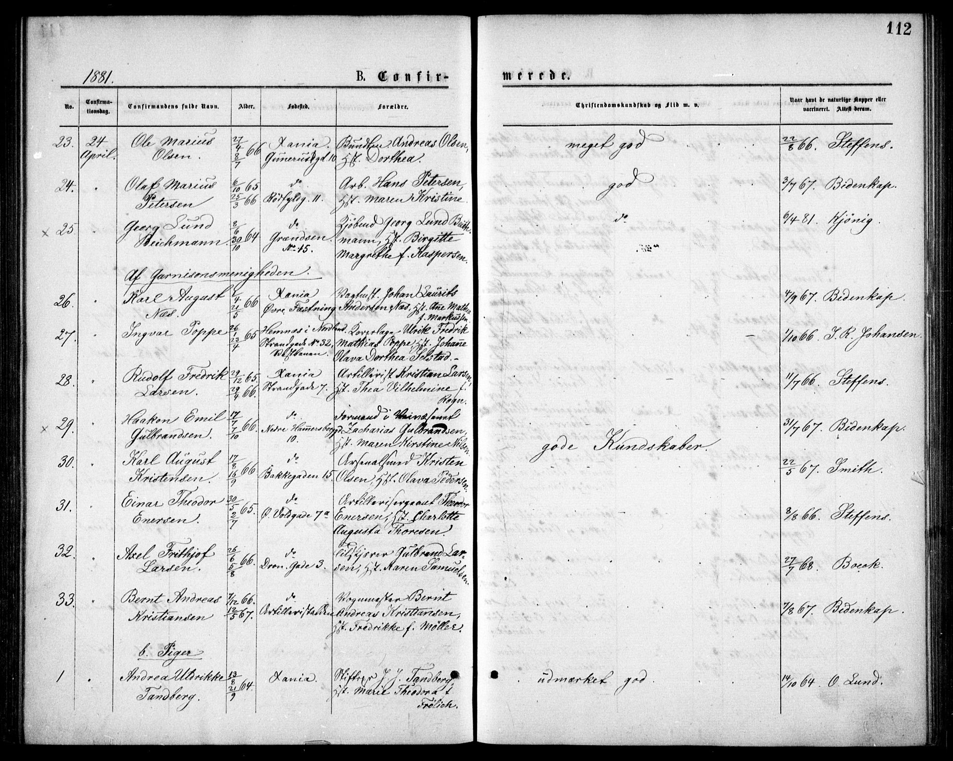Oslo domkirke Kirkebøker, AV/SAO-A-10752/F/Fa/L0018: Parish register (official) no. 18, 1872-1886, p. 112