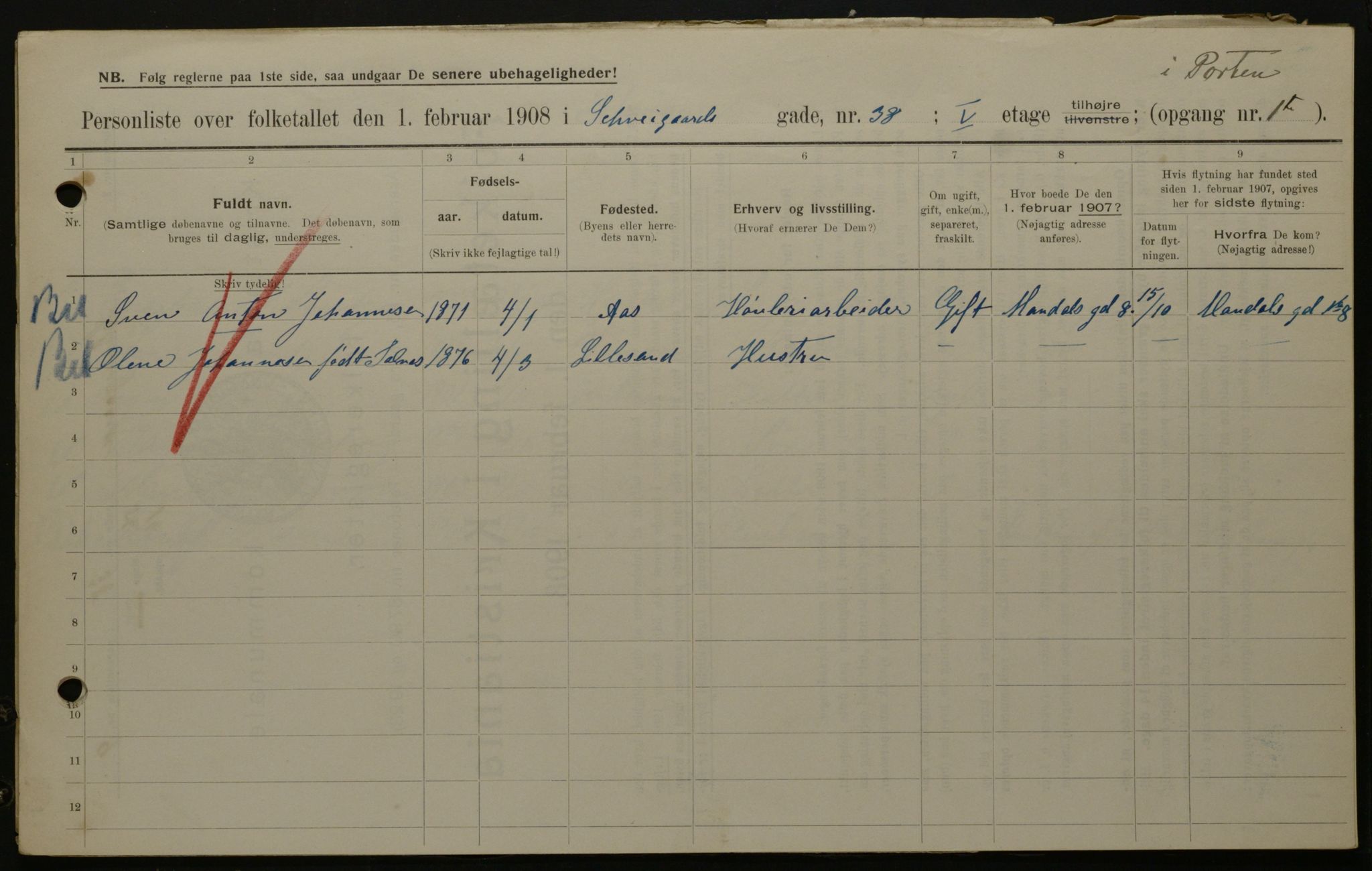 OBA, Municipal Census 1908 for Kristiania, 1908, p. 81829