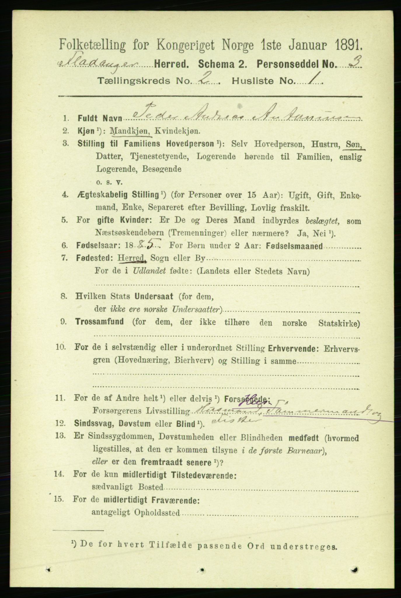 RA, 1891 census for 1749 Flatanger, 1891, p. 714