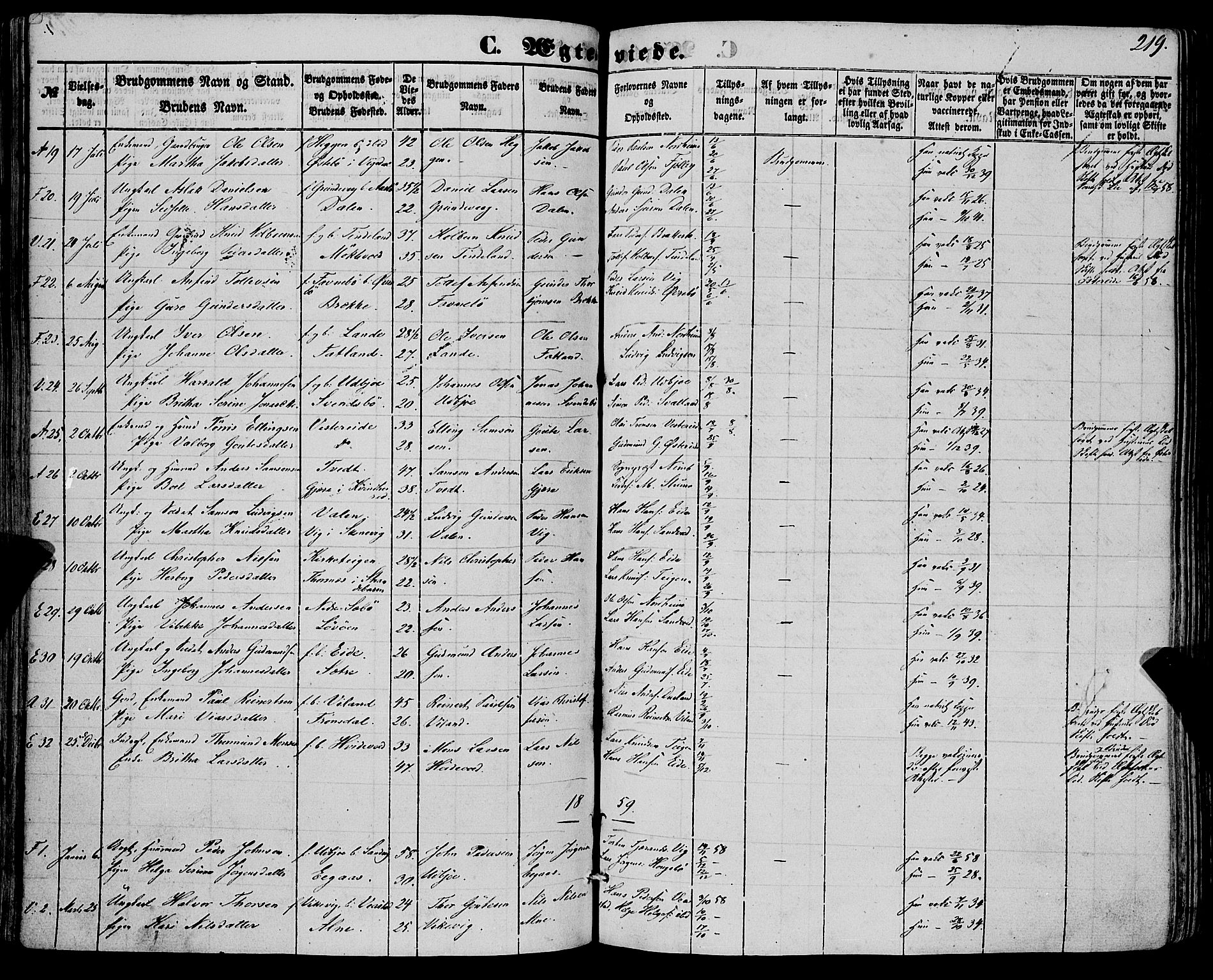 Fjelberg sokneprestembete, SAB/A-75201/H/Haa: Parish register (official) no. A 7, 1851-1867, p. 219