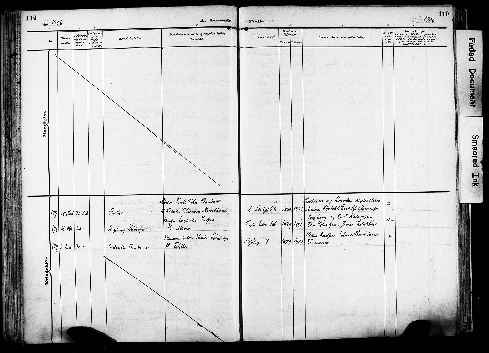 Domkirken sokneprestkontor, AV/SAST-A-101812/001/30/30BA/L0033: Parish register (official) no. A 32, 1903-1915, p. 110