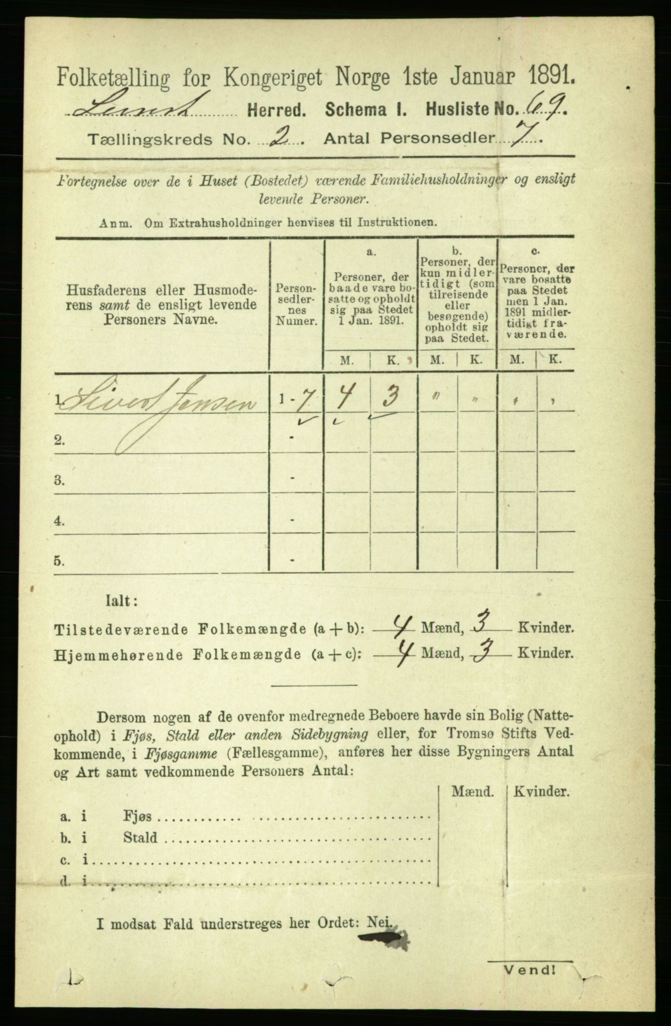RA, 1891 census for 1654 Leinstrand, 1891, p. 489