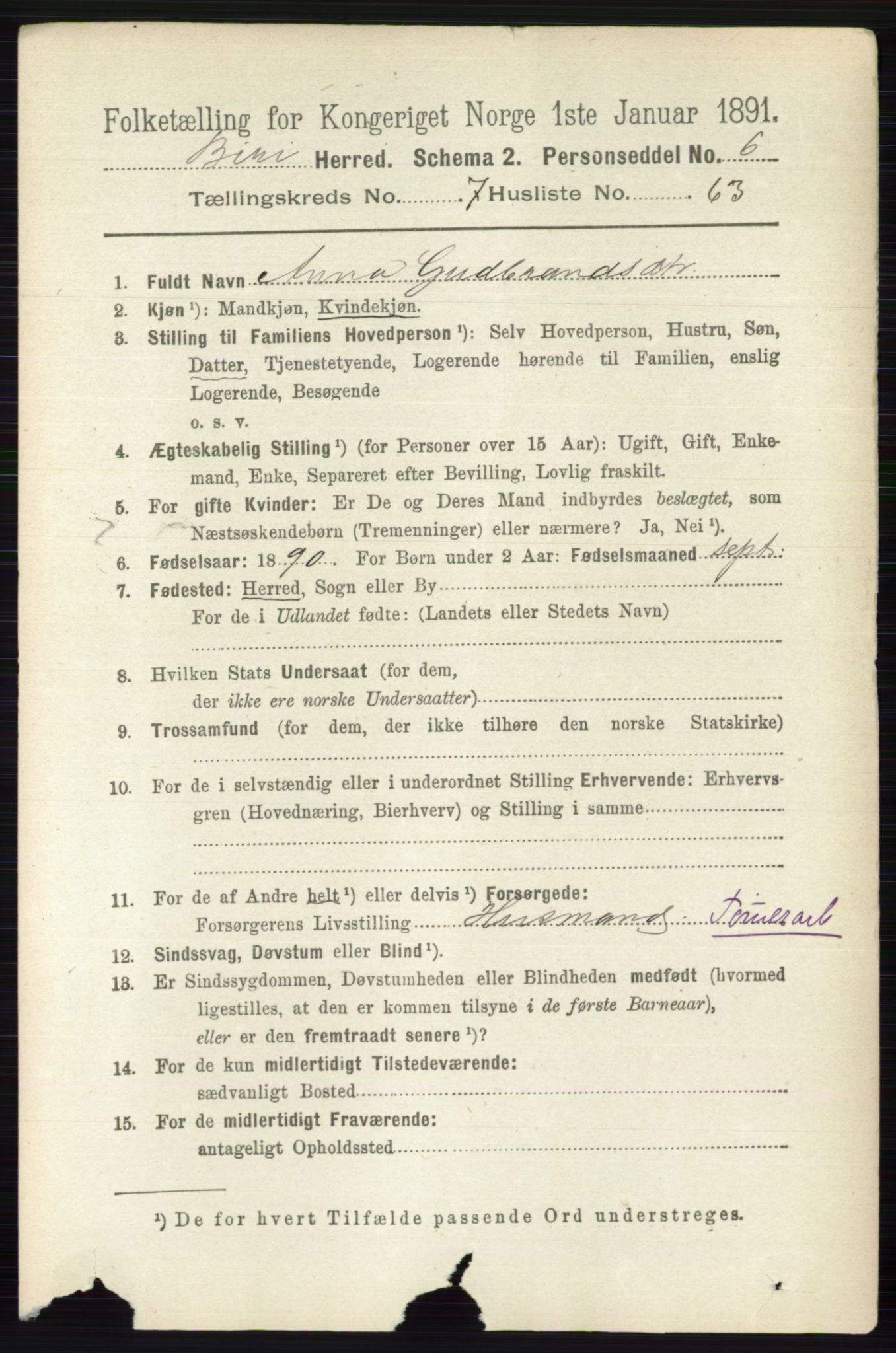 RA, 1891 census for 0525 Biri, 1891, p. 2831