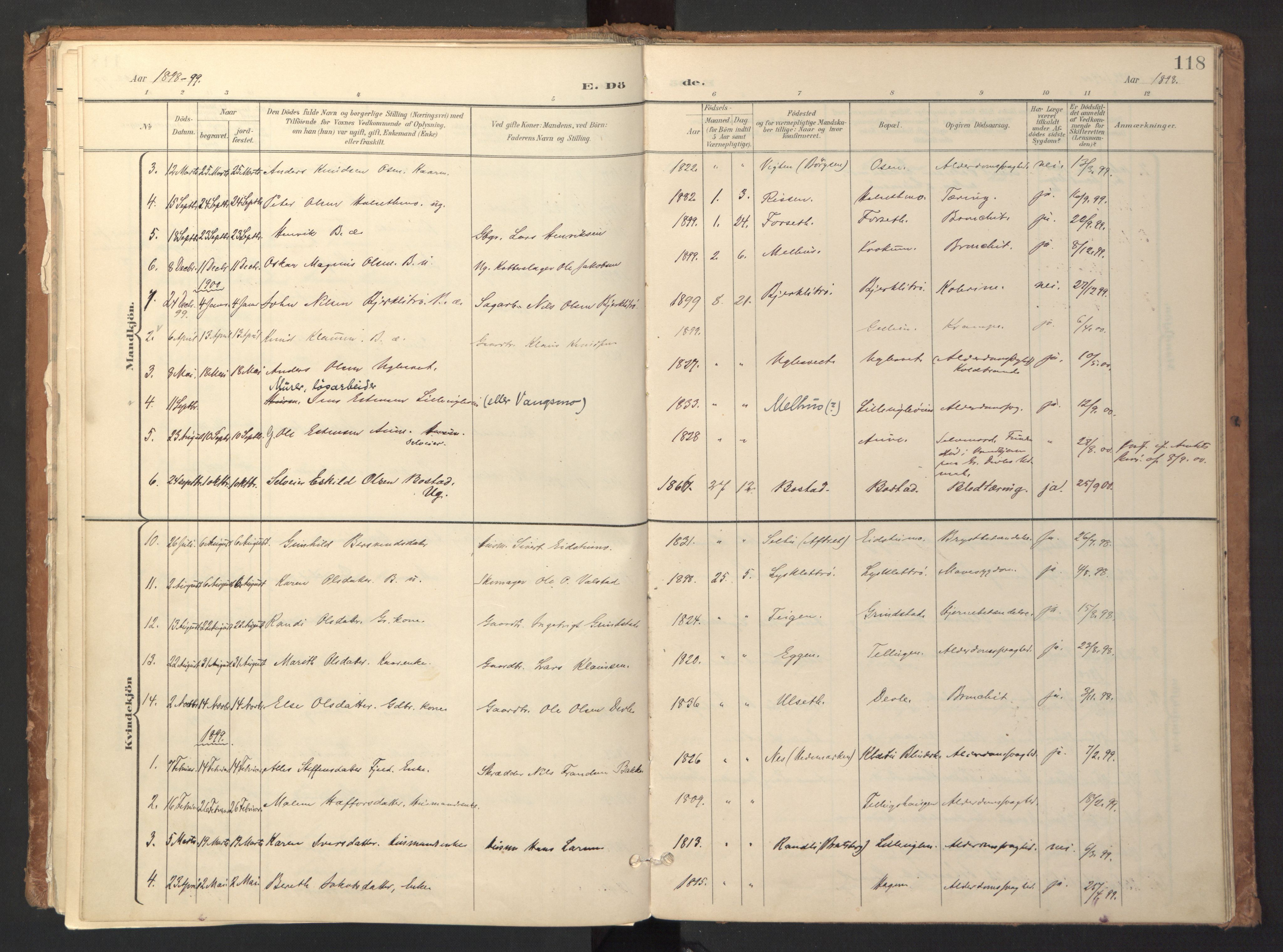 Ministerialprotokoller, klokkerbøker og fødselsregistre - Sør-Trøndelag, SAT/A-1456/618/L0448: Parish register (official) no. 618A11, 1898-1916, p. 118
