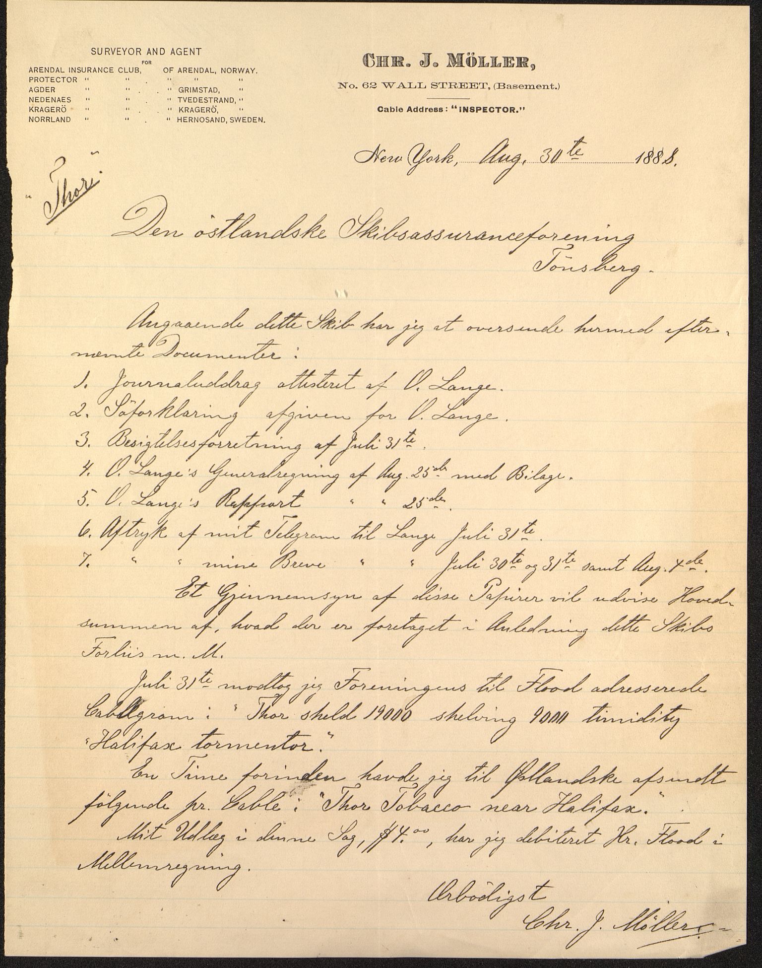 Pa 63 - Østlandske skibsassuranceforening, VEMU/A-1079/G/Ga/L0023/0001: Havaridokumenter / Carl Johan, Titania, Norrøna, Thor, Try, Louise, 1888, p. 27