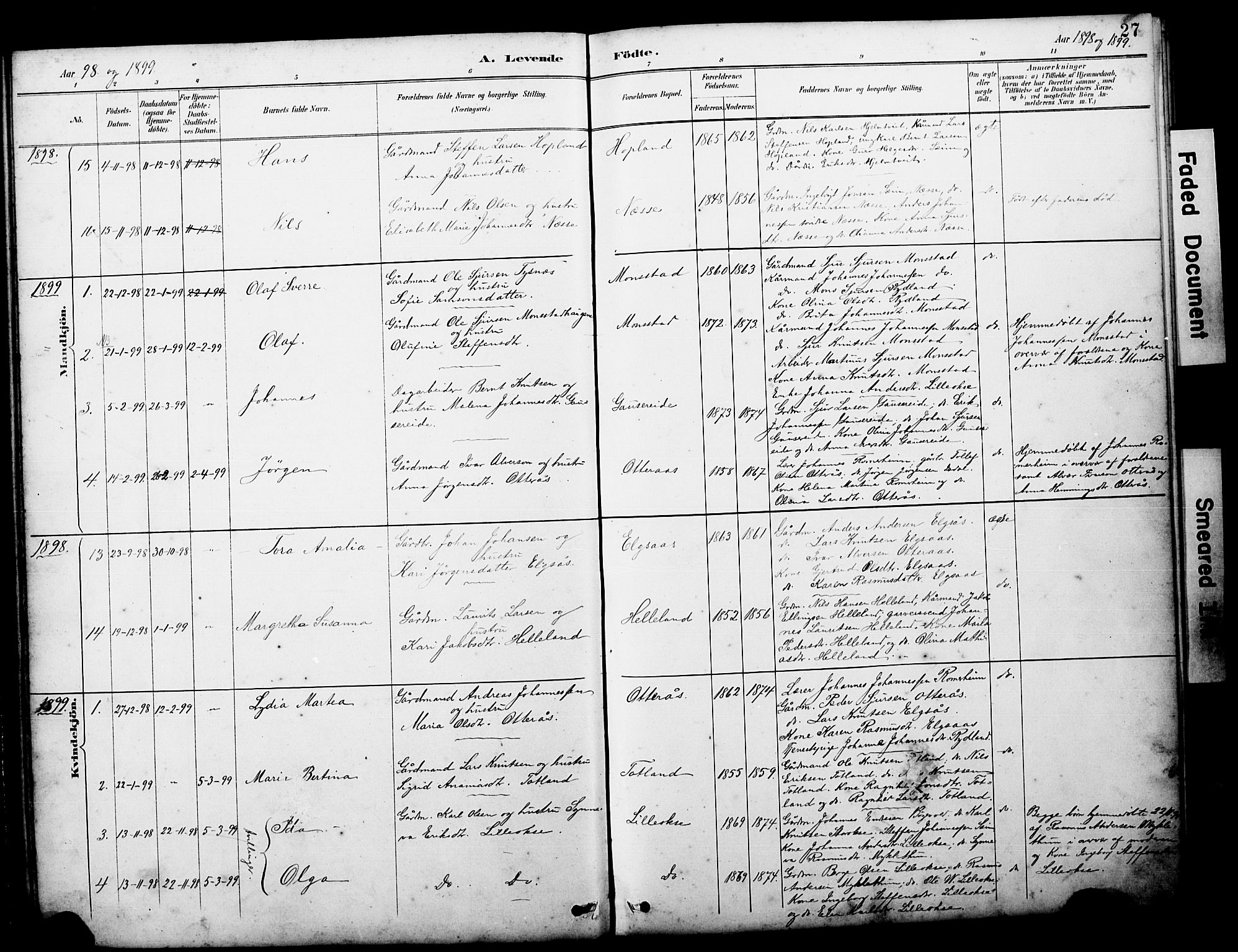 Alversund Sokneprestembete, SAB/A-73901/H/Ha/Hab: Parish register (copy) no. D 3, 1890-1908, p. 27