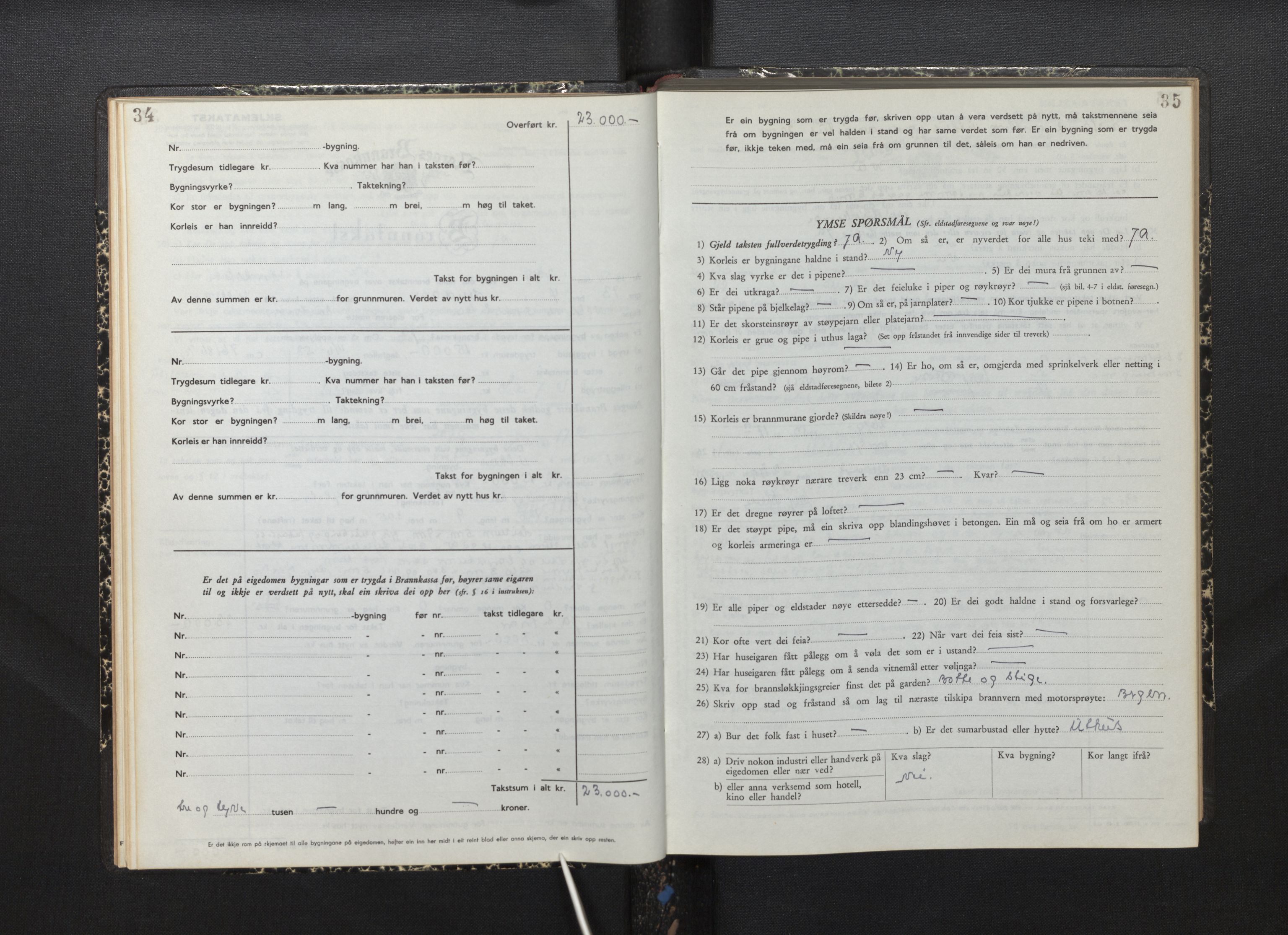 Lensmannen i Lindås, AV/SAB-A-33501/0012/L0002: Branntakstprotokoll skjematakst, 1949-1955, p. 34-35