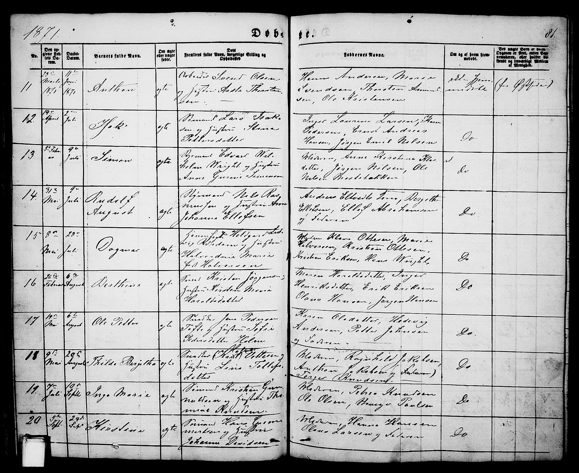 Porsgrunn kirkebøker , AV/SAKO-A-104/G/Ga/L0002: Parish register (copy) no. I 2, 1847-1877, p. 81