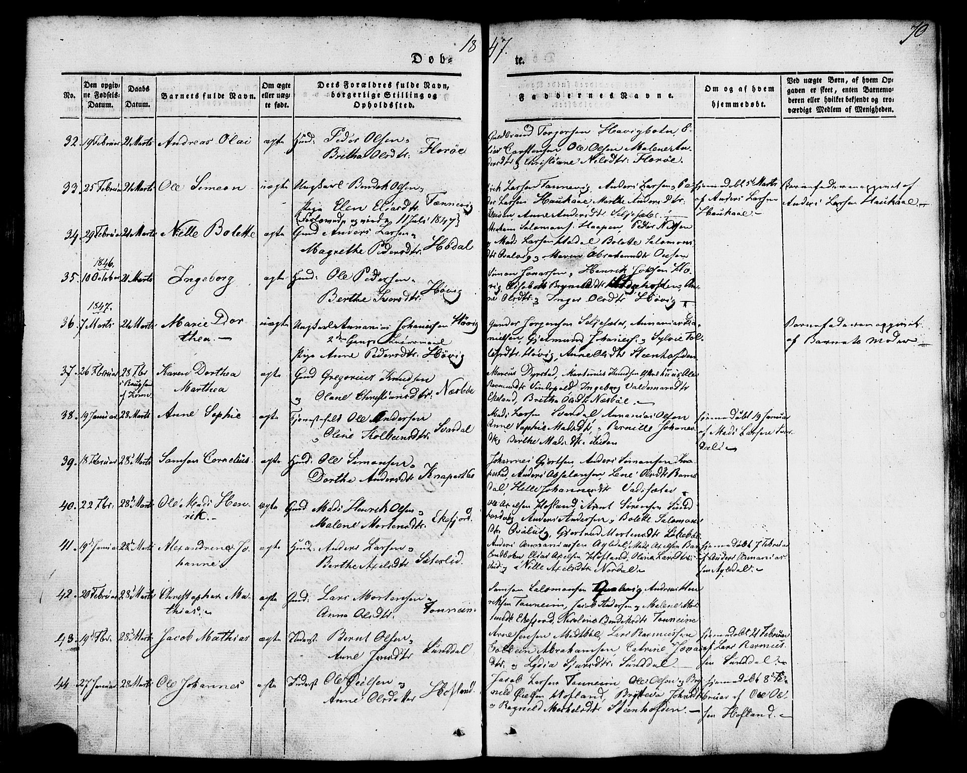 Kinn sokneprestembete, SAB/A-80801/H/Haa/Haaa/L0005: Parish register (official) no. A 5, 1841-1857, p. 70