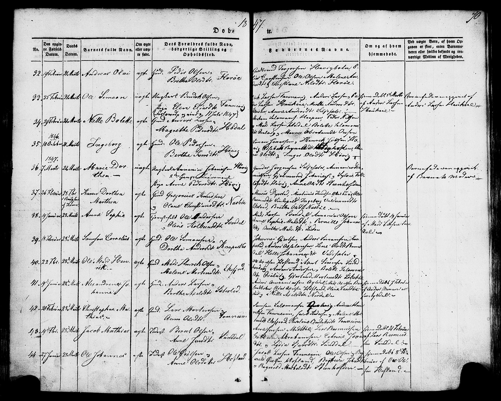 Kinn sokneprestembete, AV/SAB-A-80801/H/Haa/Haaa/L0005: Parish register (official) no. A 5, 1841-1857, p. 70